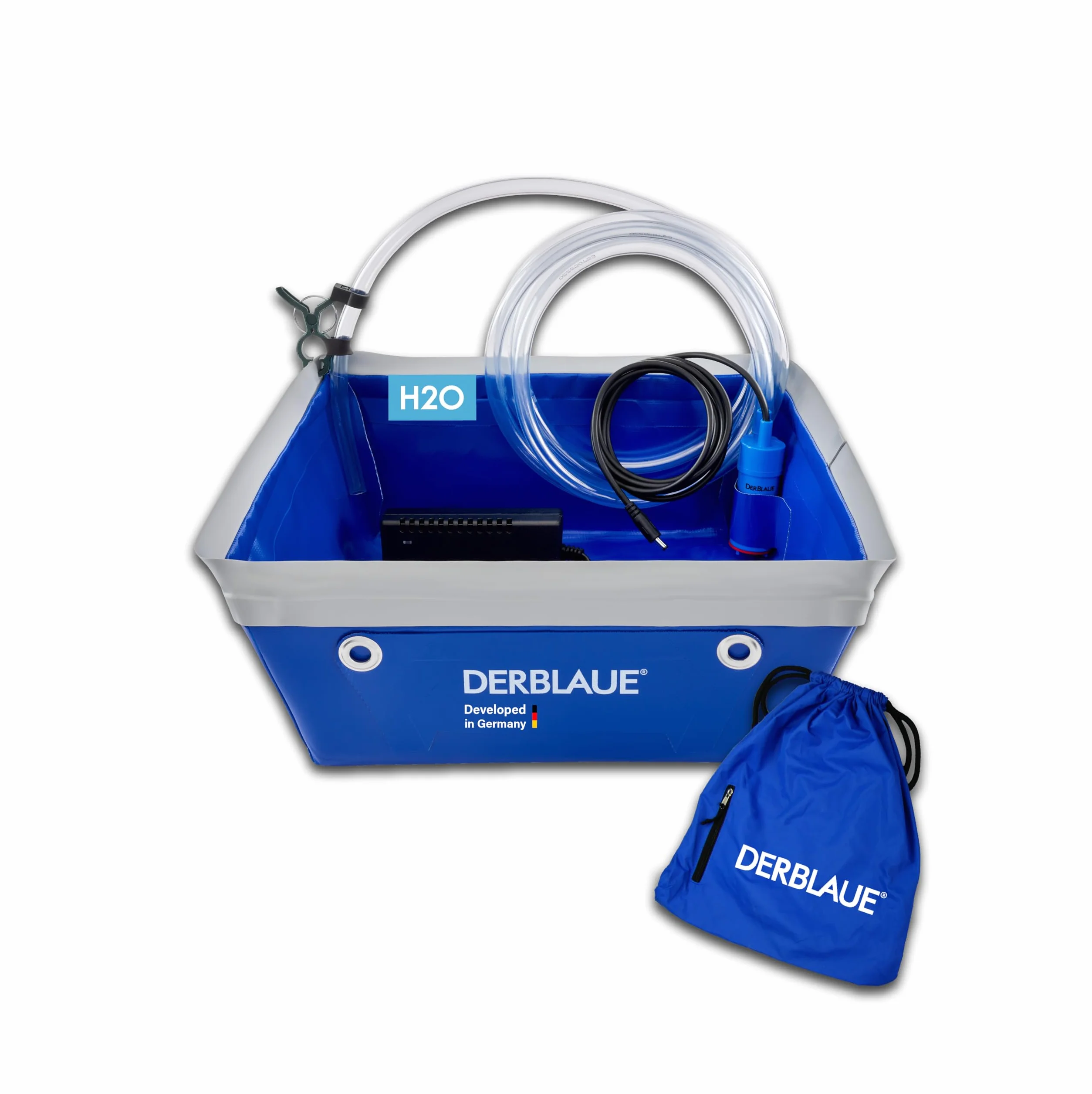 DERBLAUE® Sistemas de recolección de líquidos altamente flexibles - Set sin batería – para todos los trabajos con líquidos en las áreas de construcción, taller y servicio, para H2O