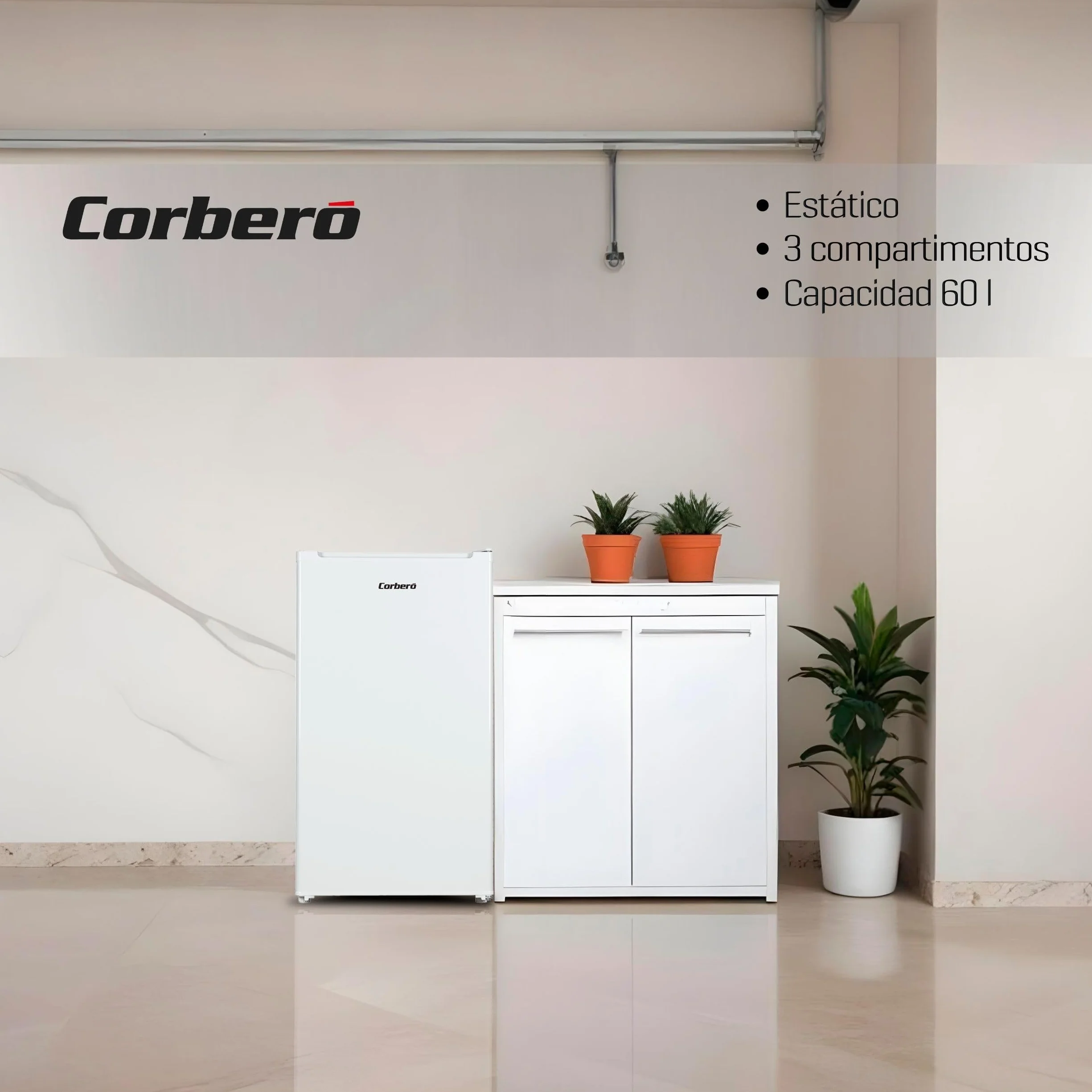 Corberó Congelador Vertical CCVH824W 60L 85cm Blanco