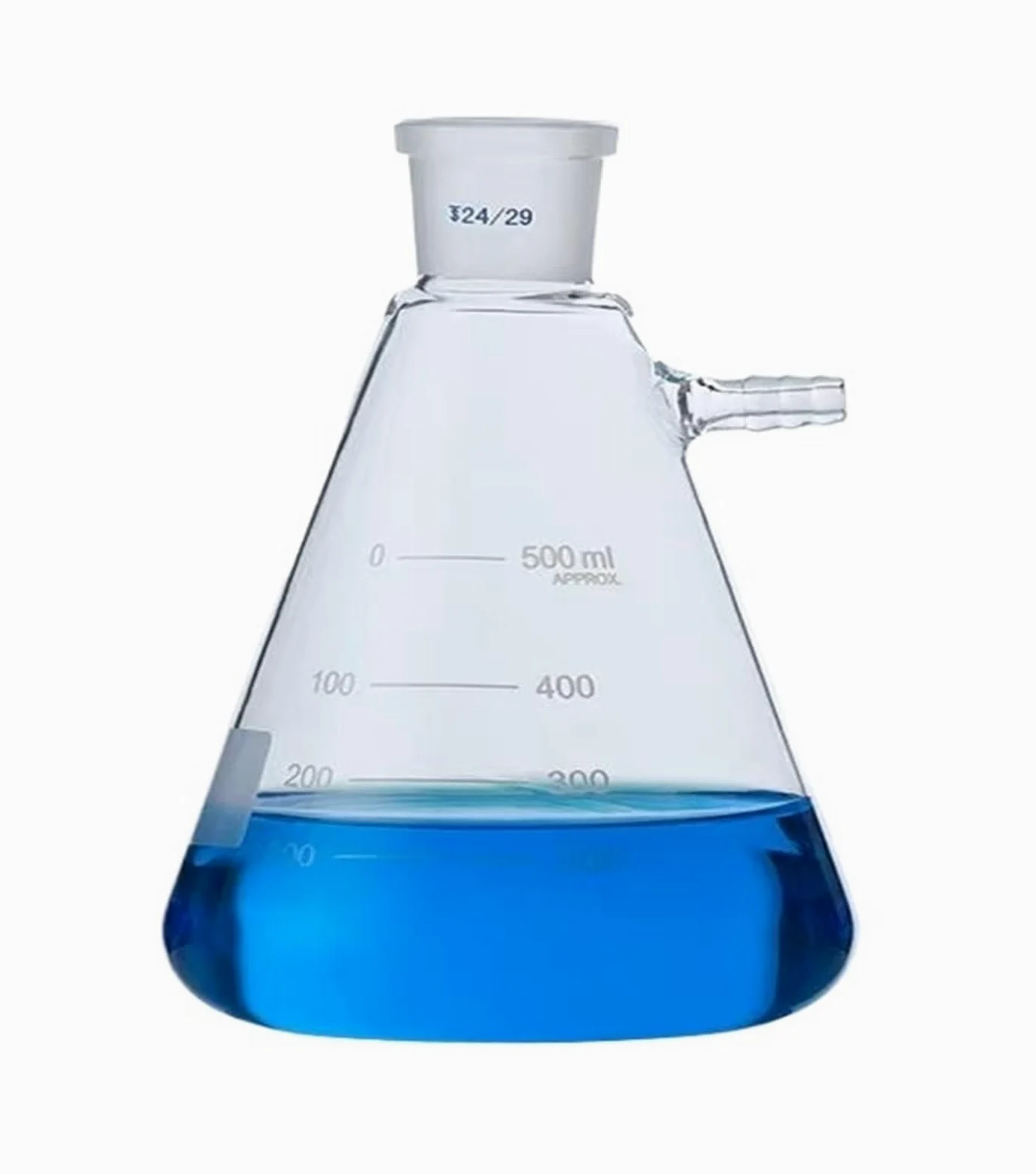 Matraz Graduado de Vidrio borosilicato, Frasco de Vidrio con Filtro de Laboratorio, de 50 ml a 2000 ml, for filtración al vacío y molienda, 1 Unidad.(500ml caliber19)