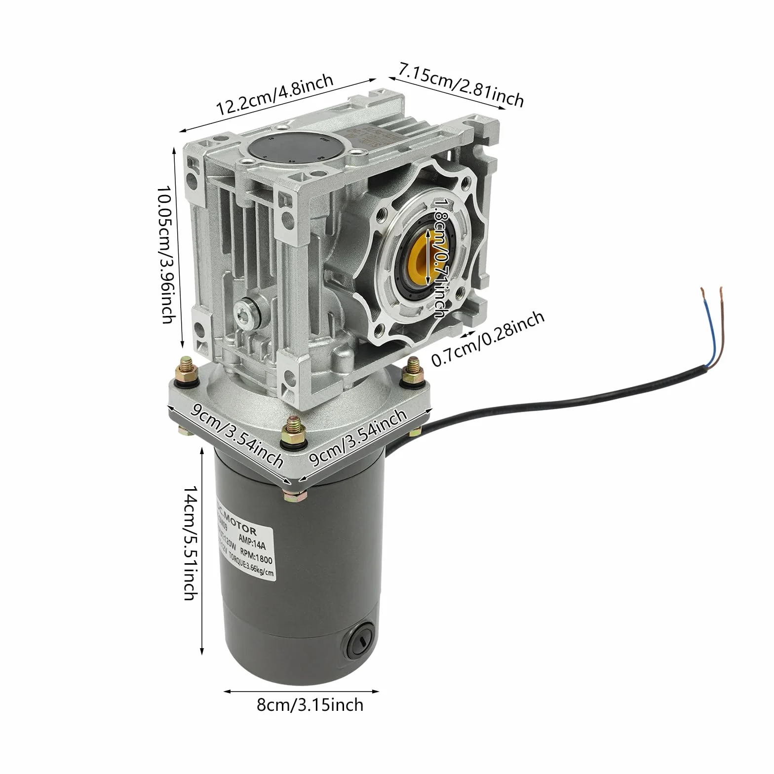 Motor de engranaje helicoidal de 12 V CC, 120 W, 1800 rpm, con función de autobloqueo, motor autobloqueante de alta torsión para barbacoas automáticas/mezcladores/puertas/ventanas