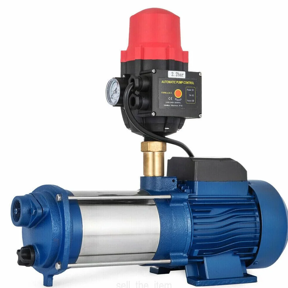 Bomba Centrífuga Hidráulica 2500 W Con Interruptor de Presión - Para Jardín y Piscina, 2850 RPM (Azul)