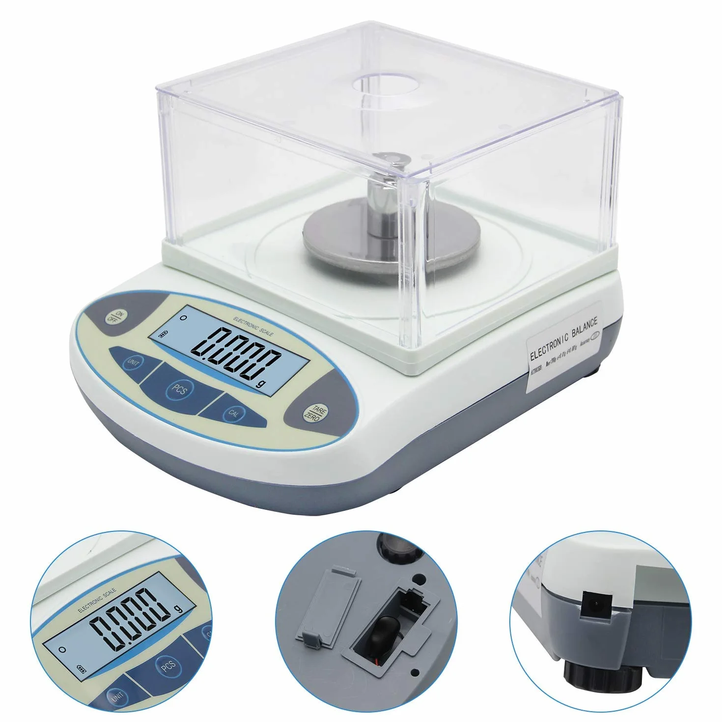 Bonvoisin Balanza Analítica 500g/0,001g, Báscula Laboratorio Alta Precisión con Cortavientos, Plato Inox, 13 Unidades, Funciones Tara y Conteo, Calibrada Fábrica para Lab, Joyería y Oro