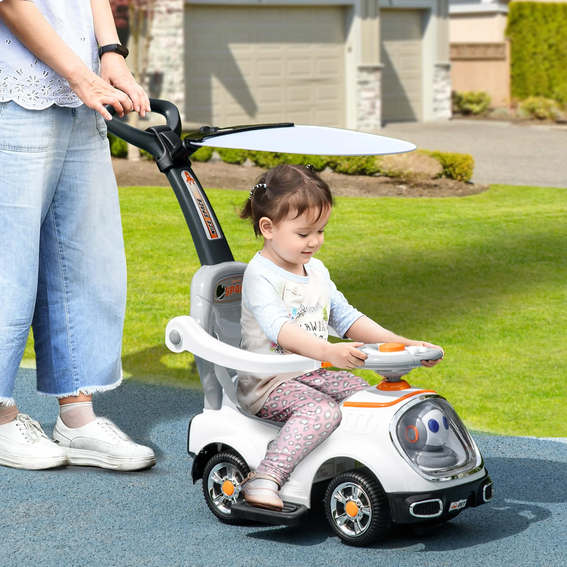 AIYAPLAY Coche Correpasillos 3 en 1 para Niños 12-36 Meses, Blanco