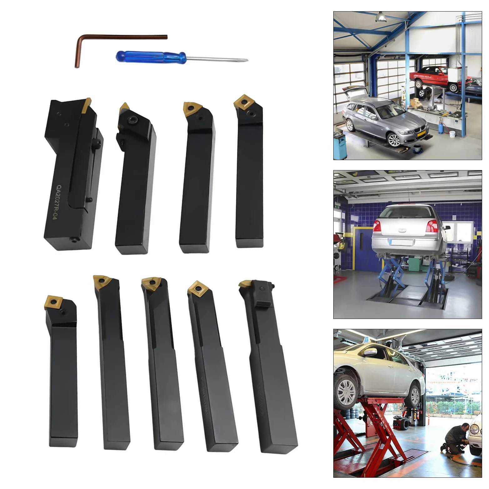 Juego de herramientas giratorias, caja de herramientas de acero, herramienta de corte de metal para un desbaste y roscado precisos, incluye insertos de carburo, para torneado profesional y metalurgia