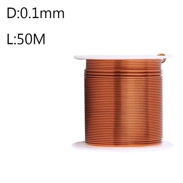Alambre de cobre, Bobina de cobre de 50 m, diámetro 0,1 mm, calibre 36-40, alambre de cobre desnudo sólido, conductividad térmica, alambre de cobre electromagnético.