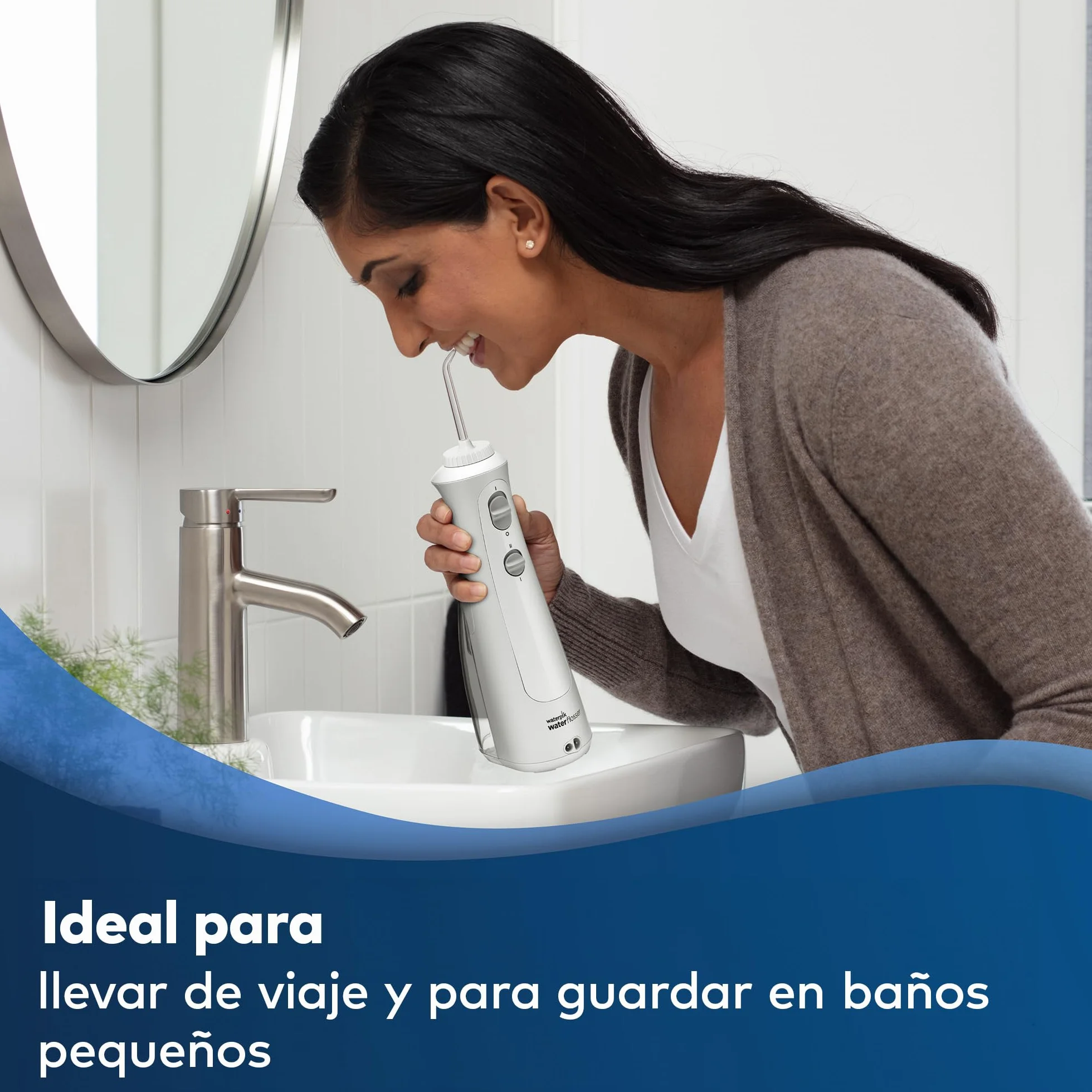 Waterpik Irrigador Dental Inalámbrico WF-13, Cepillo Eléctrico Recargable, Elimina Placa, Portátil Blanco