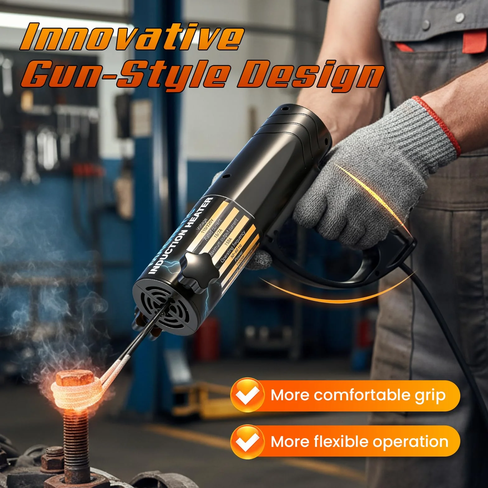 NEWTRY Calentador de inducción magnética, 1500W calentador de inducción electromagnética auto calentador de inducción con 8 bobinas para tuercas oxidadas, 220V