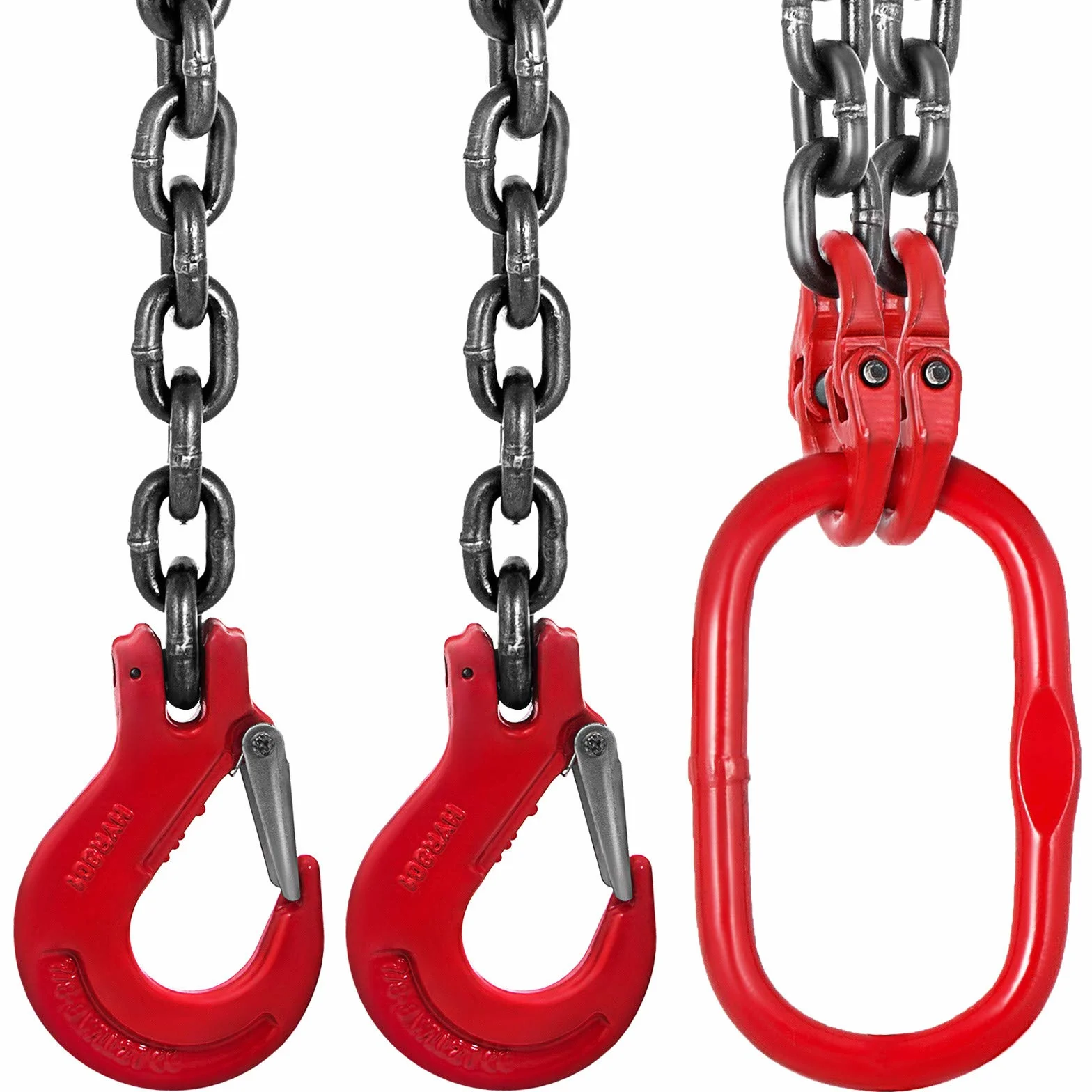 VEVOR Eslinga de cadena de 10 mm 1,5 m patas dobles G80 4 T ganchos de acero para elevación