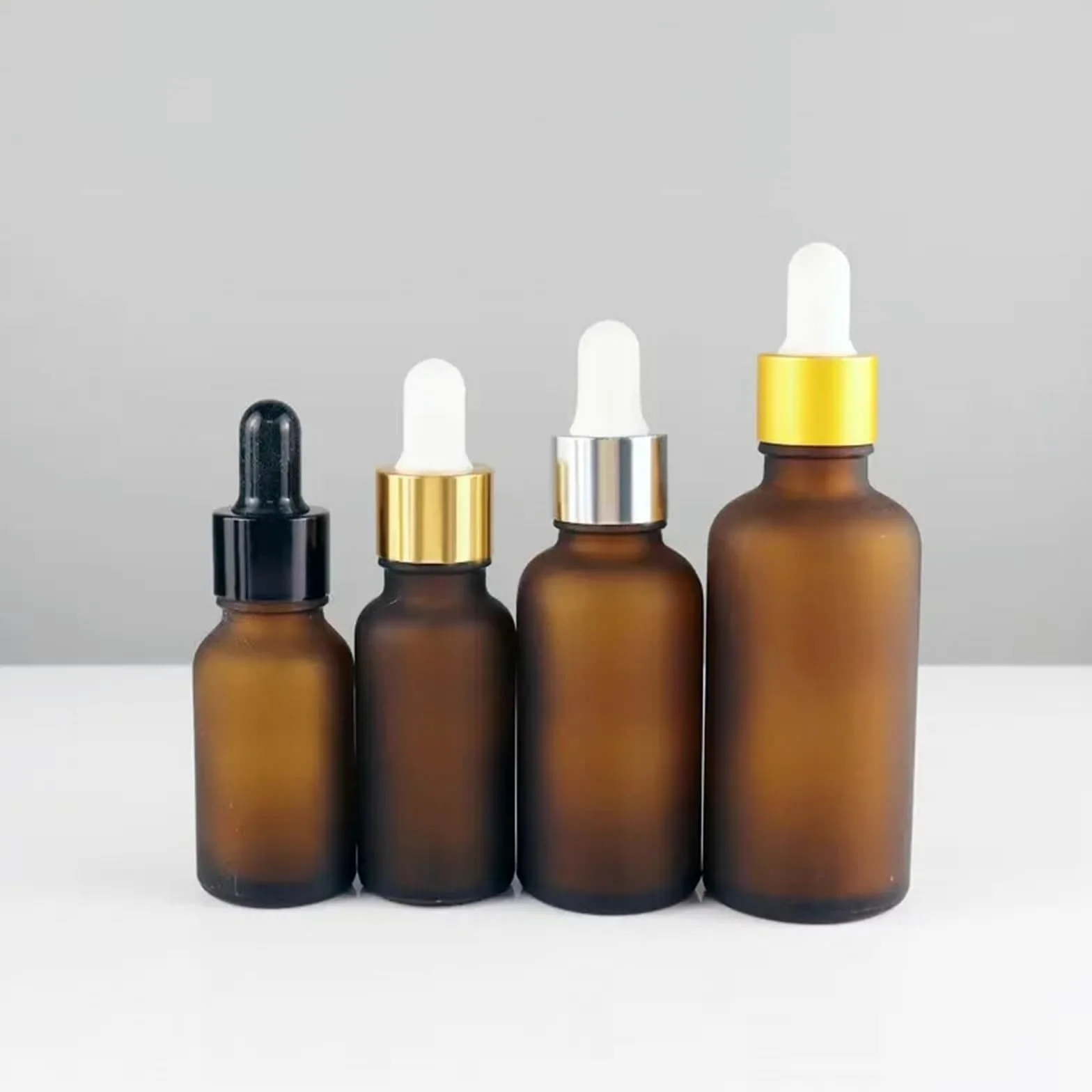 Gotero 20ml 30ml Botella cuentagotas de vidrio ámbar esmerilado Perfume Envase marrón mate 10ml Viaje con sabor a suero(3,20pcs,15ml)