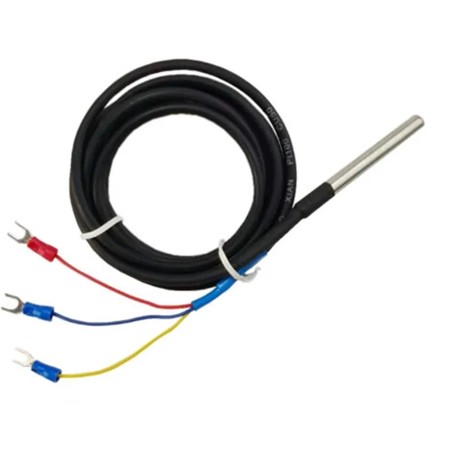 1 sonda PT100/CU50 de acero inoxidable 5 * 50, sensor de temperatura, termopar, resistencia térmica, cable de protección de silicona(PT100 Length 10m)