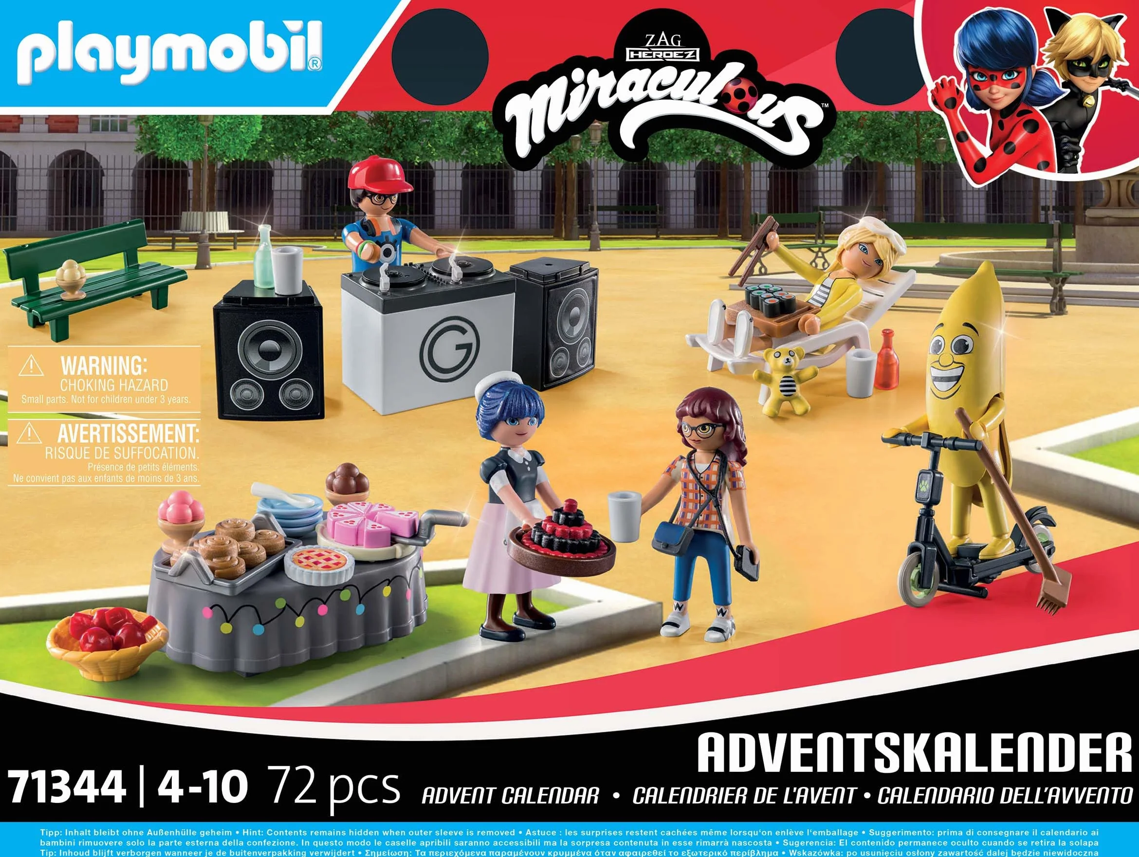 PLAYMOBIL Miraculous 71344 Calendario de Adviento: Pícnic en París, 24 sorpresas, 5 Figuras, Juguetes para niños y niñas 4+