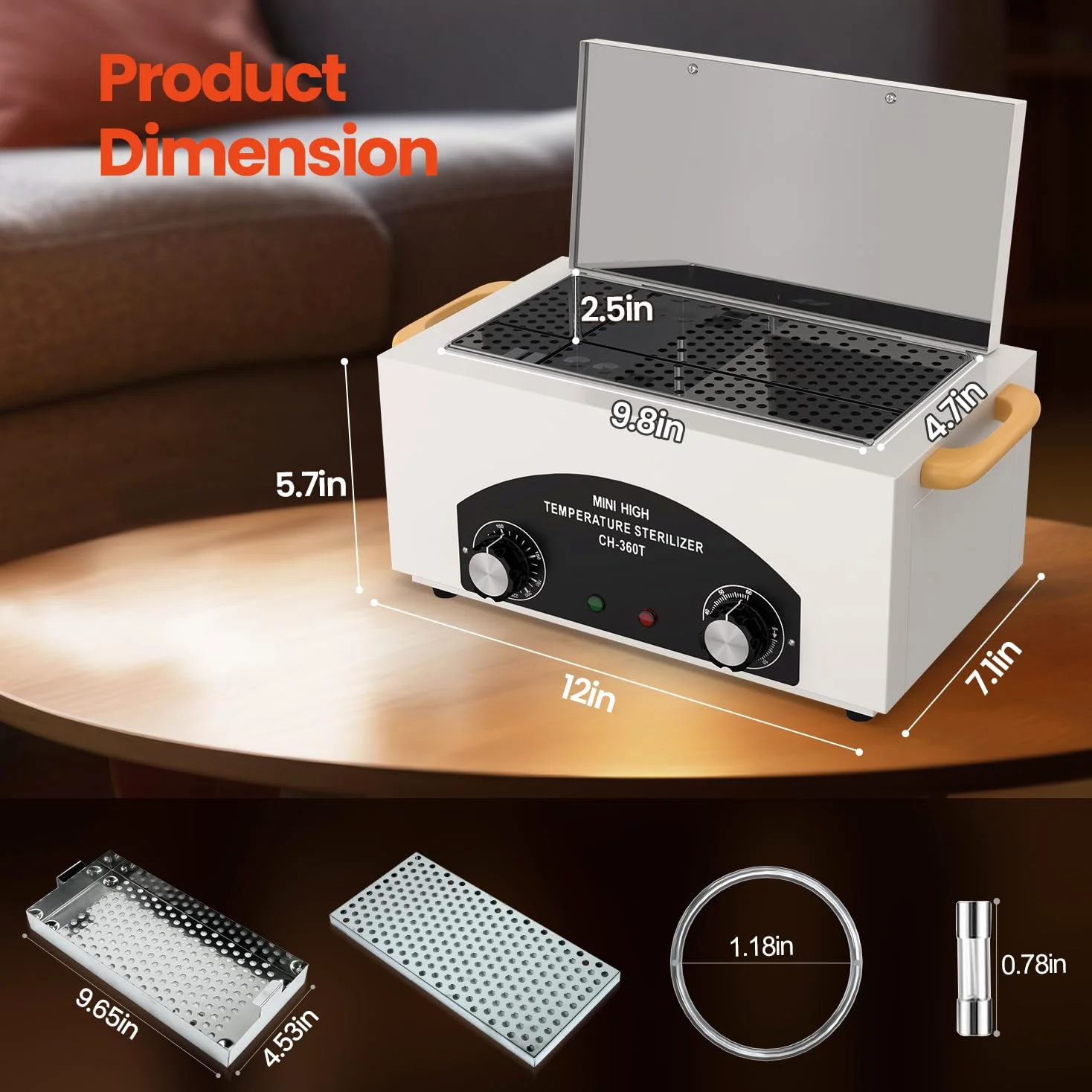 Máquina limpiadora de herramientas de metal de alta temperatura, caja de limpieza de calor seco de 2 litros con ajuste de temperatura y tiempo, gabinete de limpieza con asa, para salón de belleza