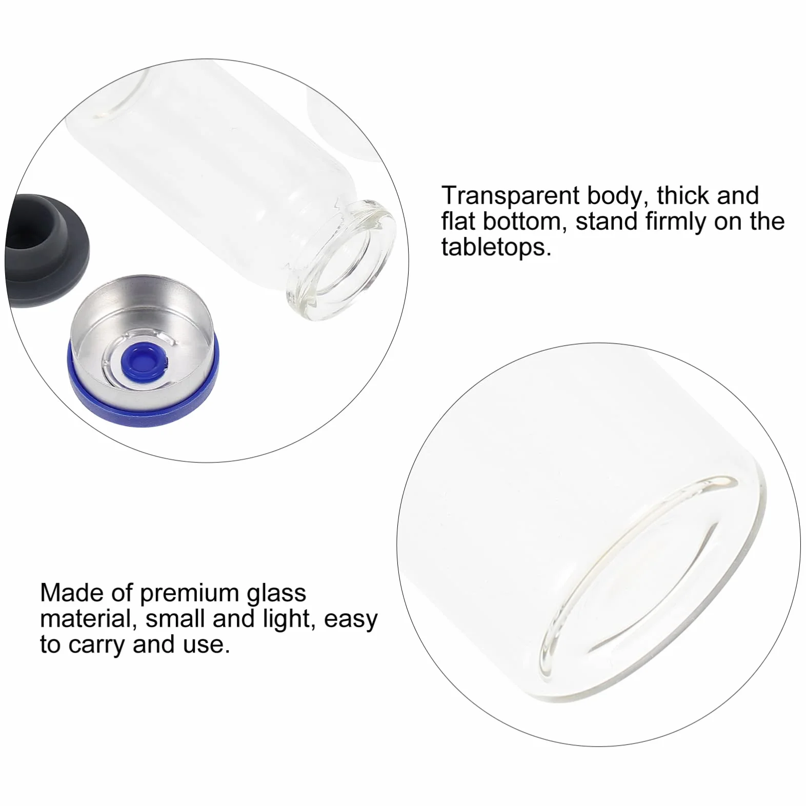 Scicalife 100 Botellas De Vidrio Transparentes 10 Ml Con Tapas Herméticas Para Laboratorio Esterilizadas Almacenamiento Muestras Líquidas Polvos Liofilizados