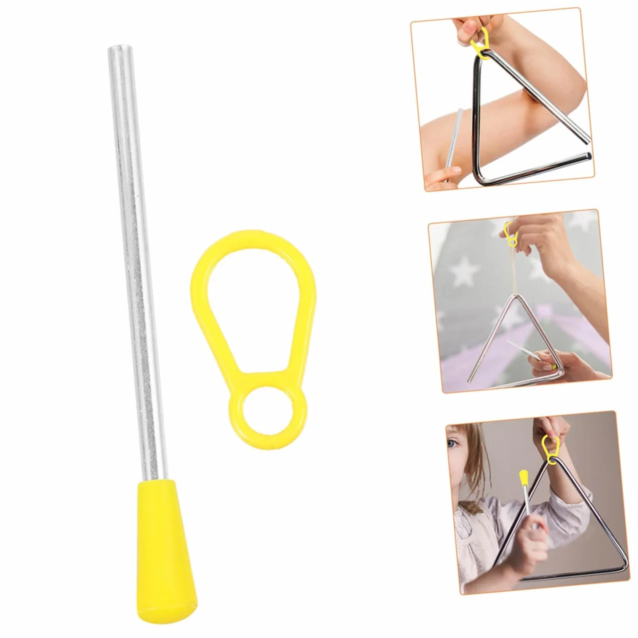 YARNOW Juego de 2 Piezas Mazos Triangulares de Hierro para Instrumento Musical Triángulo