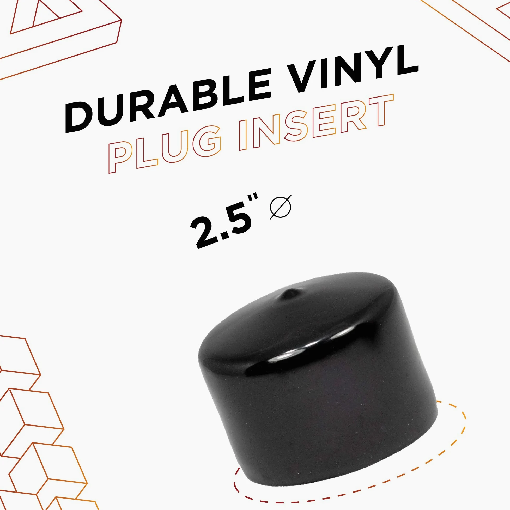 Prescott Plastics Tapón de extremo de vinilo negro redondo de 2 1/2 pulgadas, cubierta de goma flexible para poste de tubería