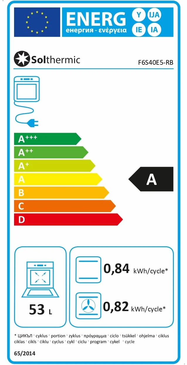SOLTHERMIC F6S40E5RB Cocina Gas con Horno Eléctrico Turbo 60 cm 4 Fuegos Encendido Automático Horno Multifunción 60 L Negra