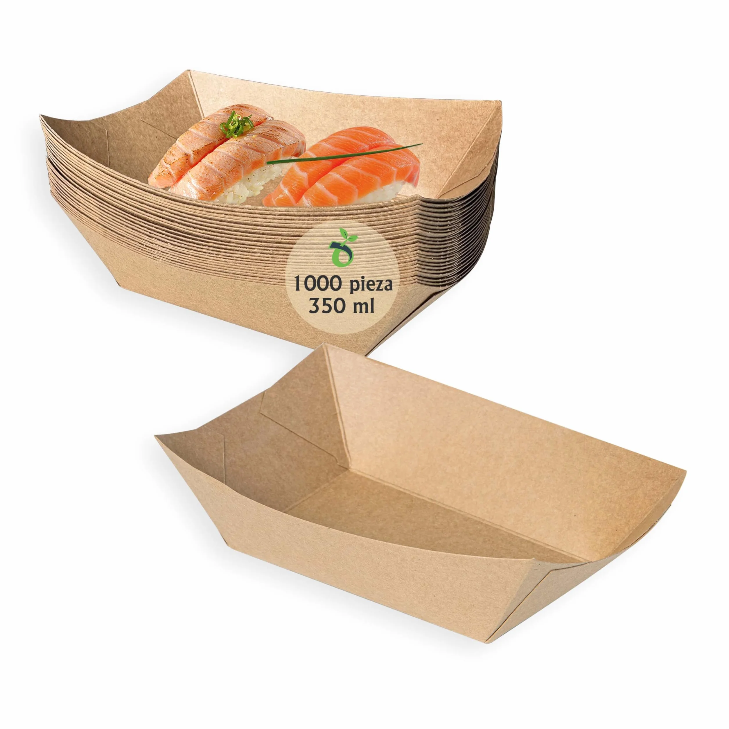 Barquetas de Papel 1000 Unidades 350 ml | Bandejas Desechables de cartón para Alimentos, Ideales para Patatas Fritas, Aperitivos, y Comida para Llevar