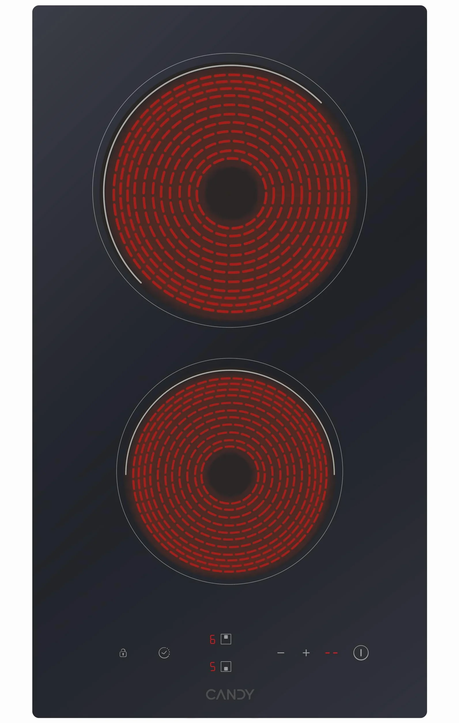 Candy Smart CDH 30 Placa Vitrocerámica 2 Zonas 30cm 2,9kW 9 Niveles Potencia Negro