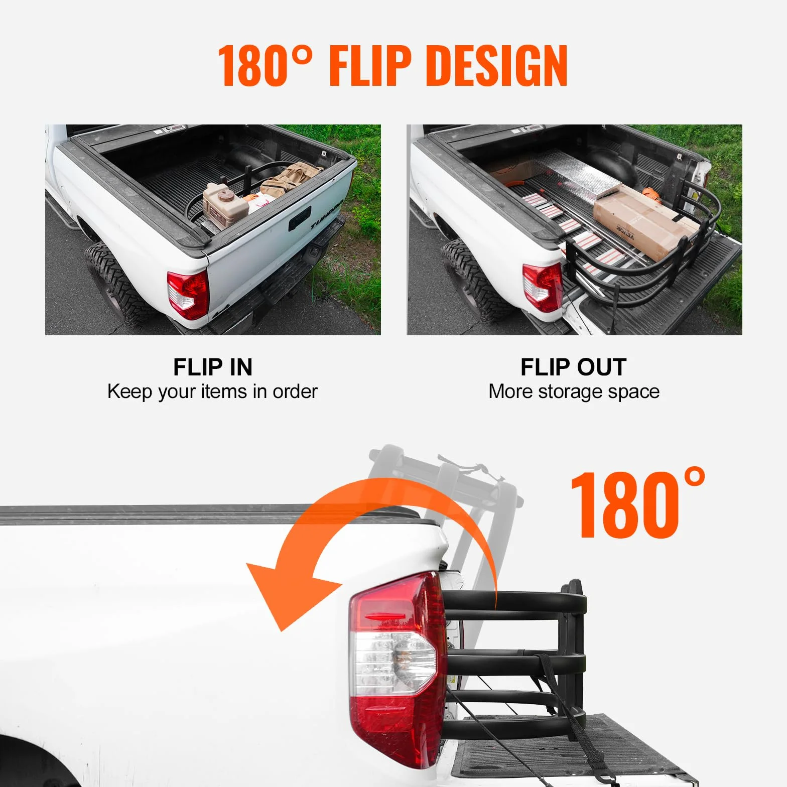 VEVOR Extensión de Plataforma de Camioneta Retráctil 141-172,5x53x47 Extensión de Plataforma de Carga de Aleación de Aluminio para Cargas Voluminosas Compatible con Ford Super Duty Toyota Tundra GMC