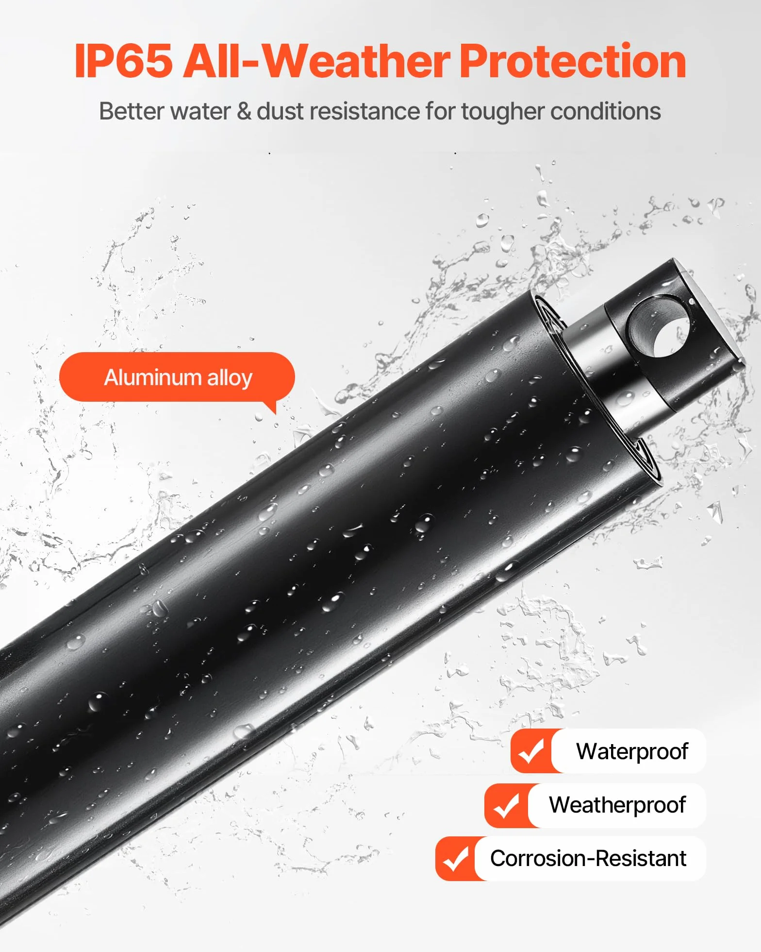 VEVOR Actuador Lineal 12 V, Carrera de 150 mm, 9000 N, Resistente al Agua IP65, 5 mm/s, con Soportes de Montaje para Contenedores de Maquinaria Industrial y Sistemas de Elevación Pesada, Negro