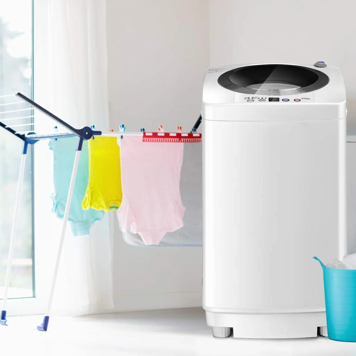 FANTASK Lavadora automática 3,5 kg 240 W carga superior 6 programas con centrifugado