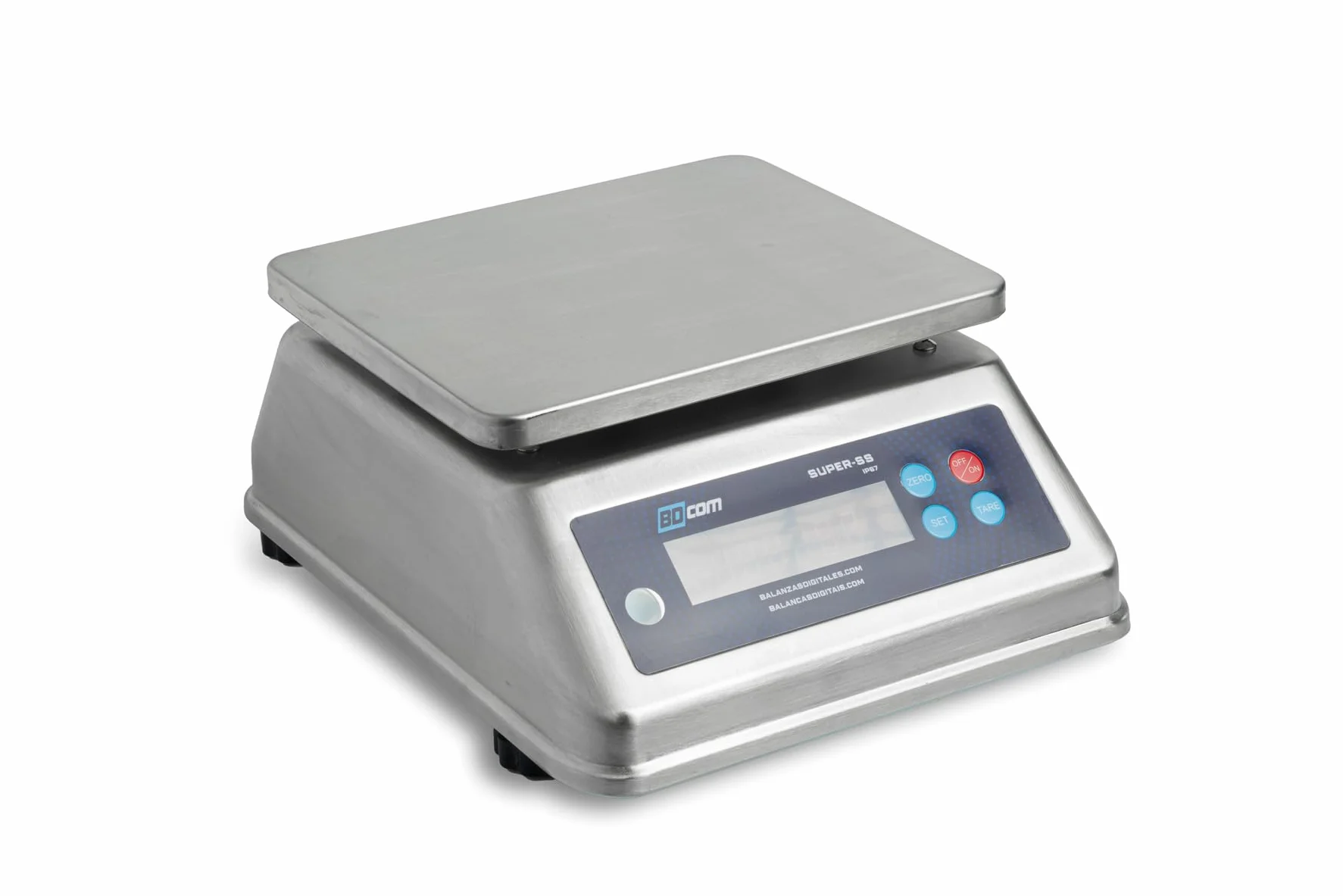 BDCOM Super-SS Balanza Digital Profesional, Acero Inoxidable, Doble Pantalla LED Roja, 30 kg Capacidad, 2g de precisión, Sobremesa, IP67 Estanca, Para Industria Alimentaria