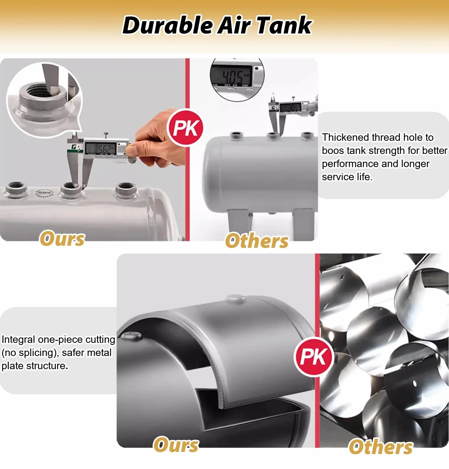 Depósito de Aire Recipientes Portátiles de Aire Comprimido, Depósitos de Almacenamiento de Propano, Hidrógeno y Nitrógeno, Cilindros de Presión Reforzados con Accesorios(24L/6.3Gal (Style A))