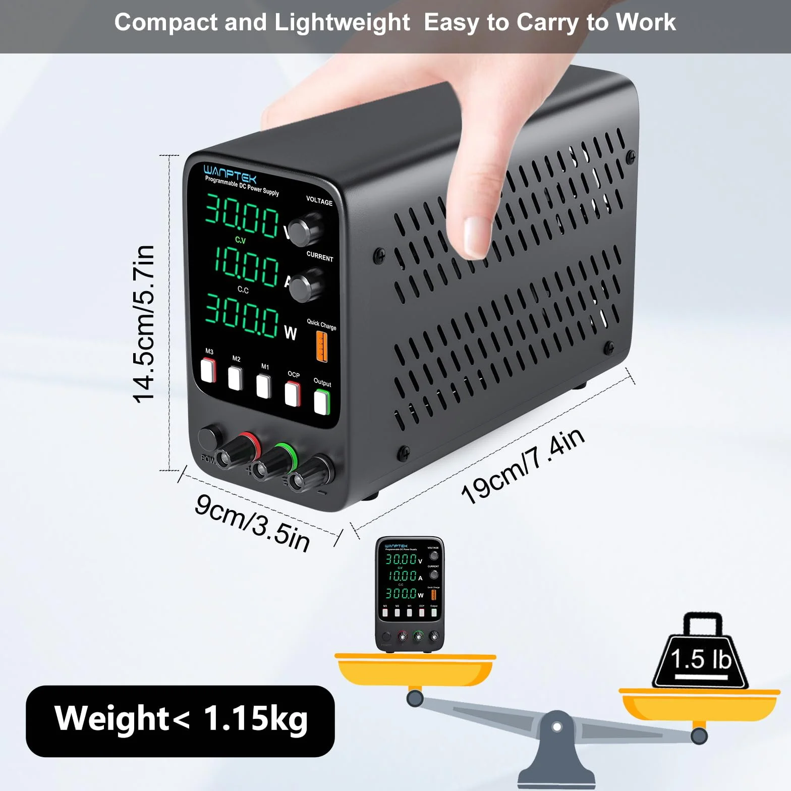 Fuente de alimentación de Regulable 30V 10A, Fuente Alimentacion de Laboratorio con 3 Grupos de Almacenamiento de Datos/Protección OCP/Pantalla LED de 4 Dígitos