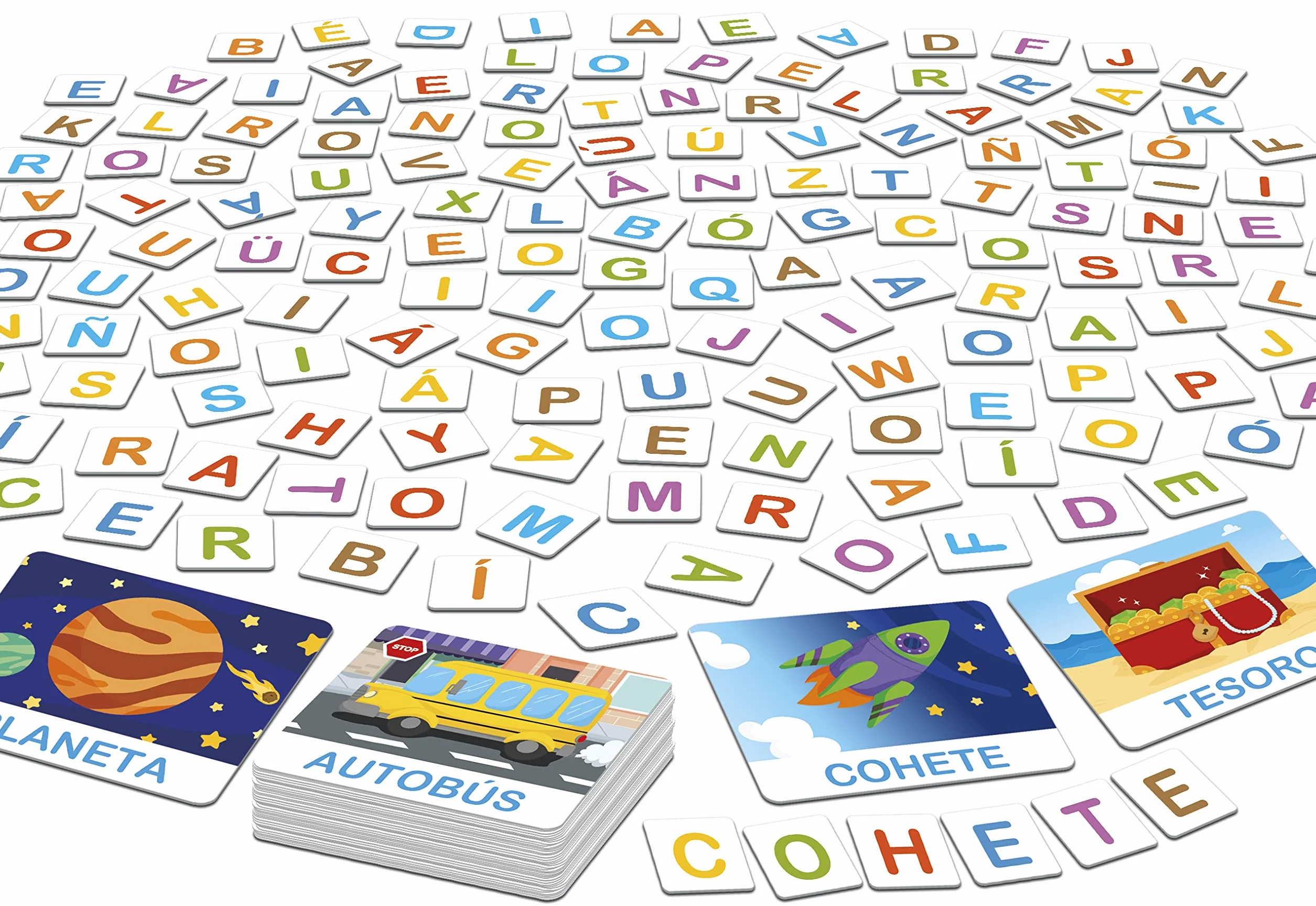 Educa 3,2,1, GO Challenge Words, Encuentra Las Letras de tu Palabra Antes Que Nadie con 48 Palabras y 150 Letras mayúsculas, De 2 a 5 Jugadores, A Partir de 6 años