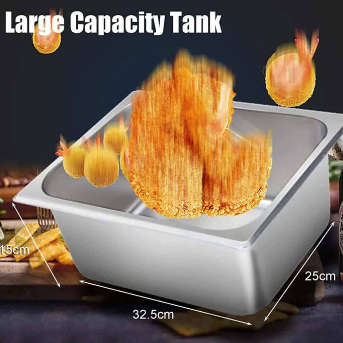 Freidora de Gas GLP Profesional, freidora Comercial de Acero Inoxidable con cestas y Tapas para freír, para cocinas comerciales, restaurantes y hogares, Triple Cilindro, 10 l + 10