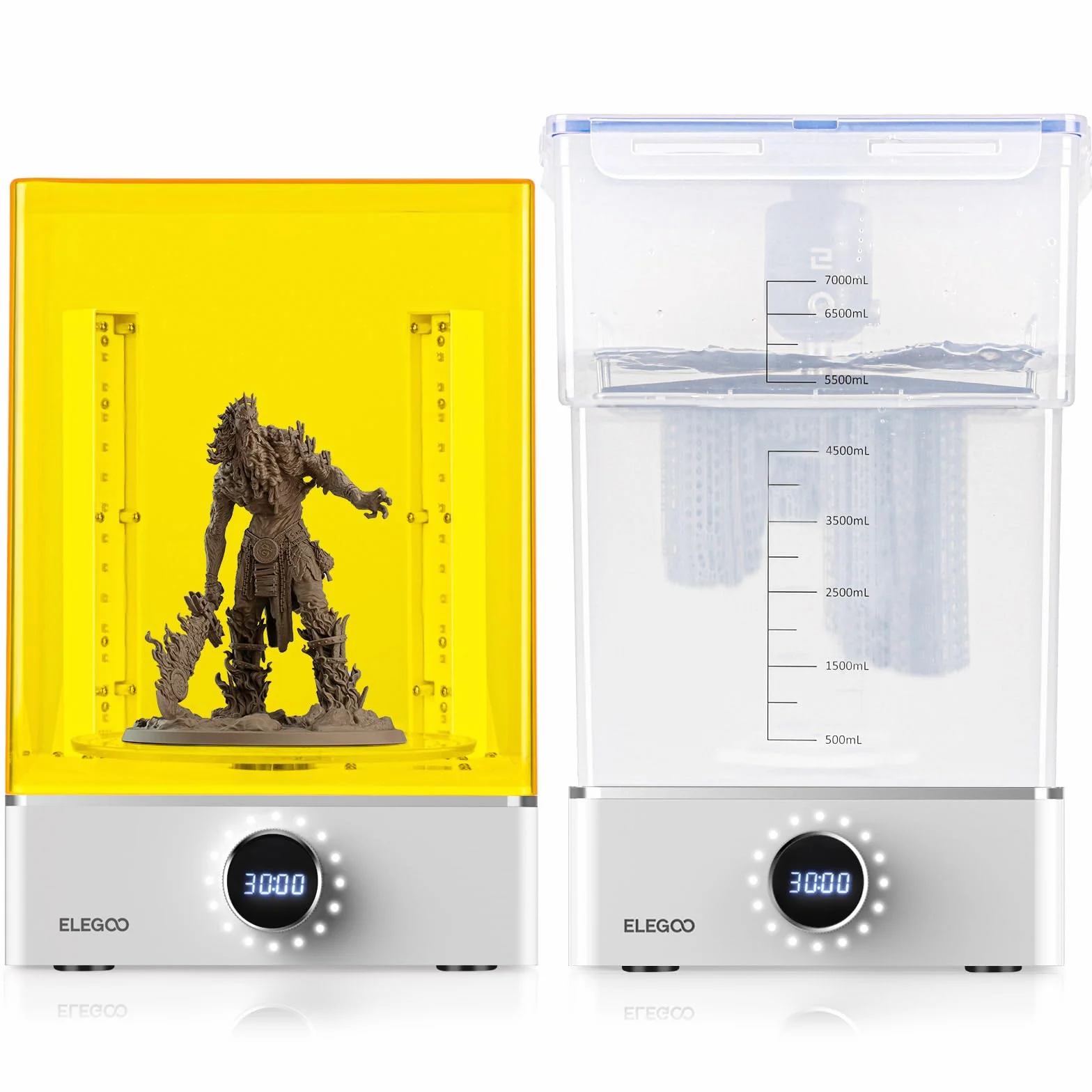 ELEGOO Mercury X Bundle con Estación de Lavado y Curado Separada para Mars Photon S Photon Mono LCD/DLP/SLA, 3D Caja de Curado UV de Resina con Plato Giratorio de Curado y Cubeta de Lavado