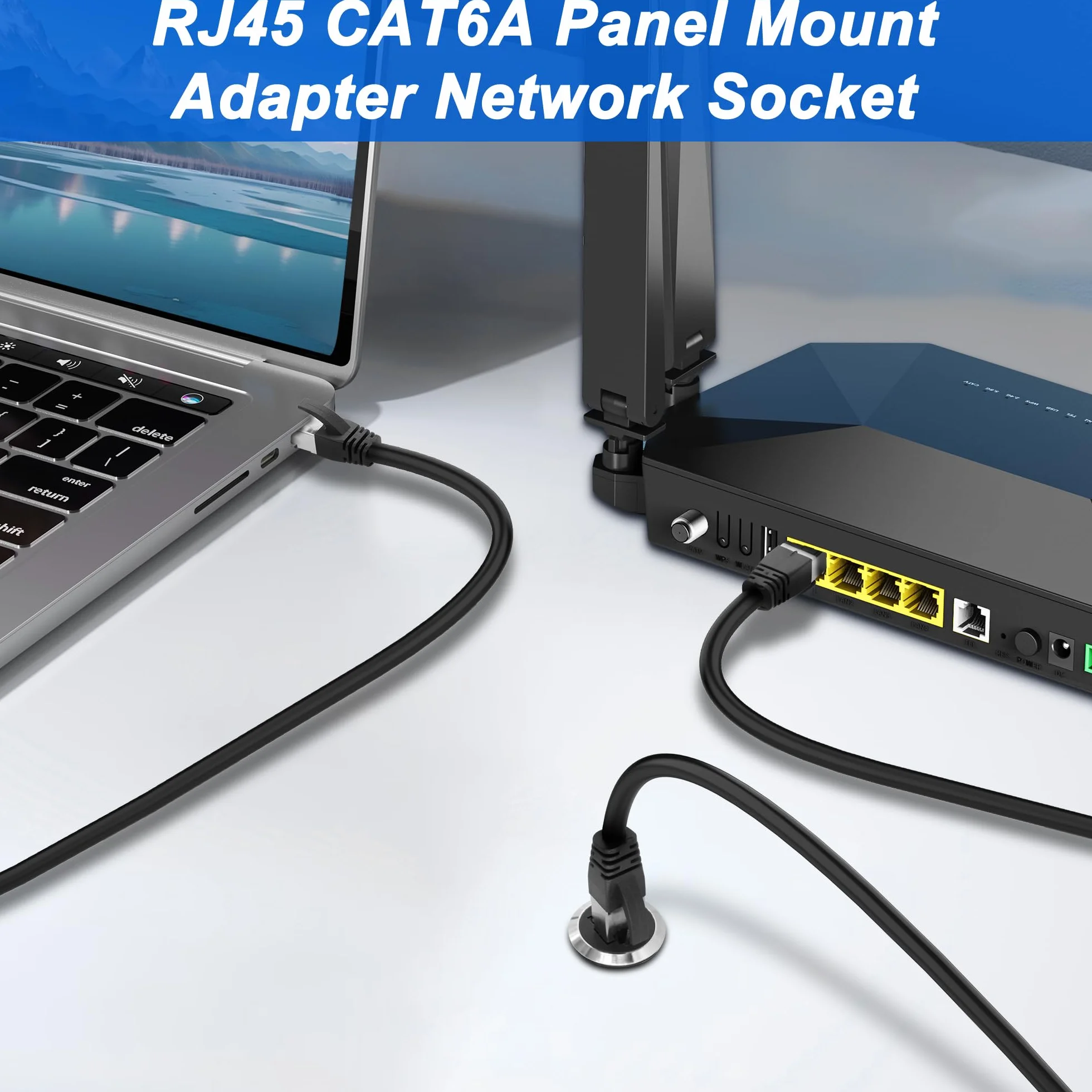 RJ45 CAT6A Panel Mount Adaptador Rosca Montaje Fijo Acoplador Ethernet Hembra a Hembra Conector Cat6A/CAT6/CAT5E 8P8C Red Socket LAN