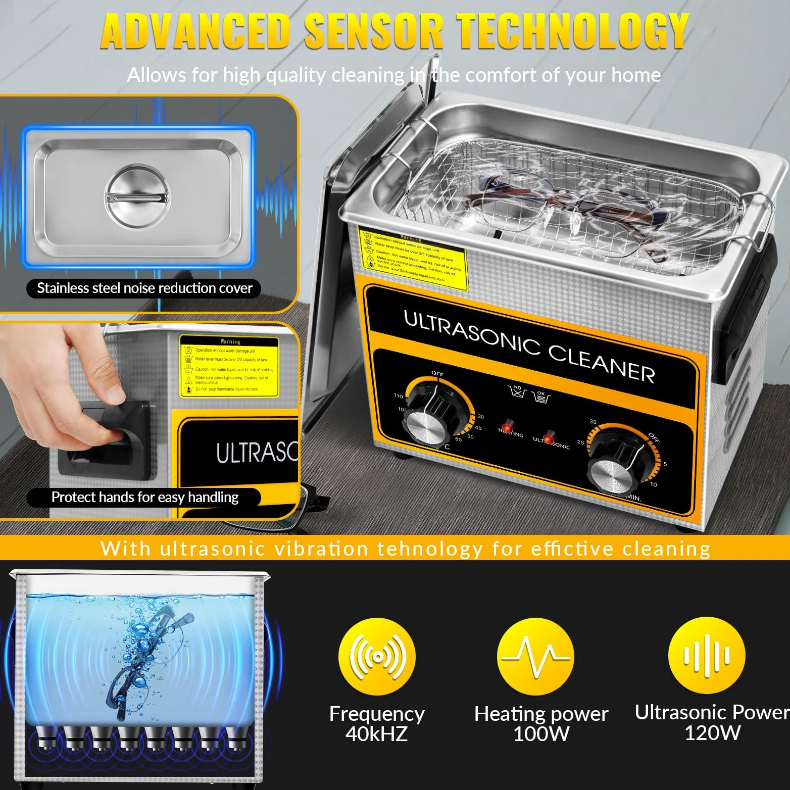 3,2L Limpiador Ultrasonidos Profesional,Máquina de Ultrasonido con Temporizador Digital Temperatura Ajustable Adecuado para limpiar dentaduras postizas, gafas, Limpieza de Joyas, Relojes