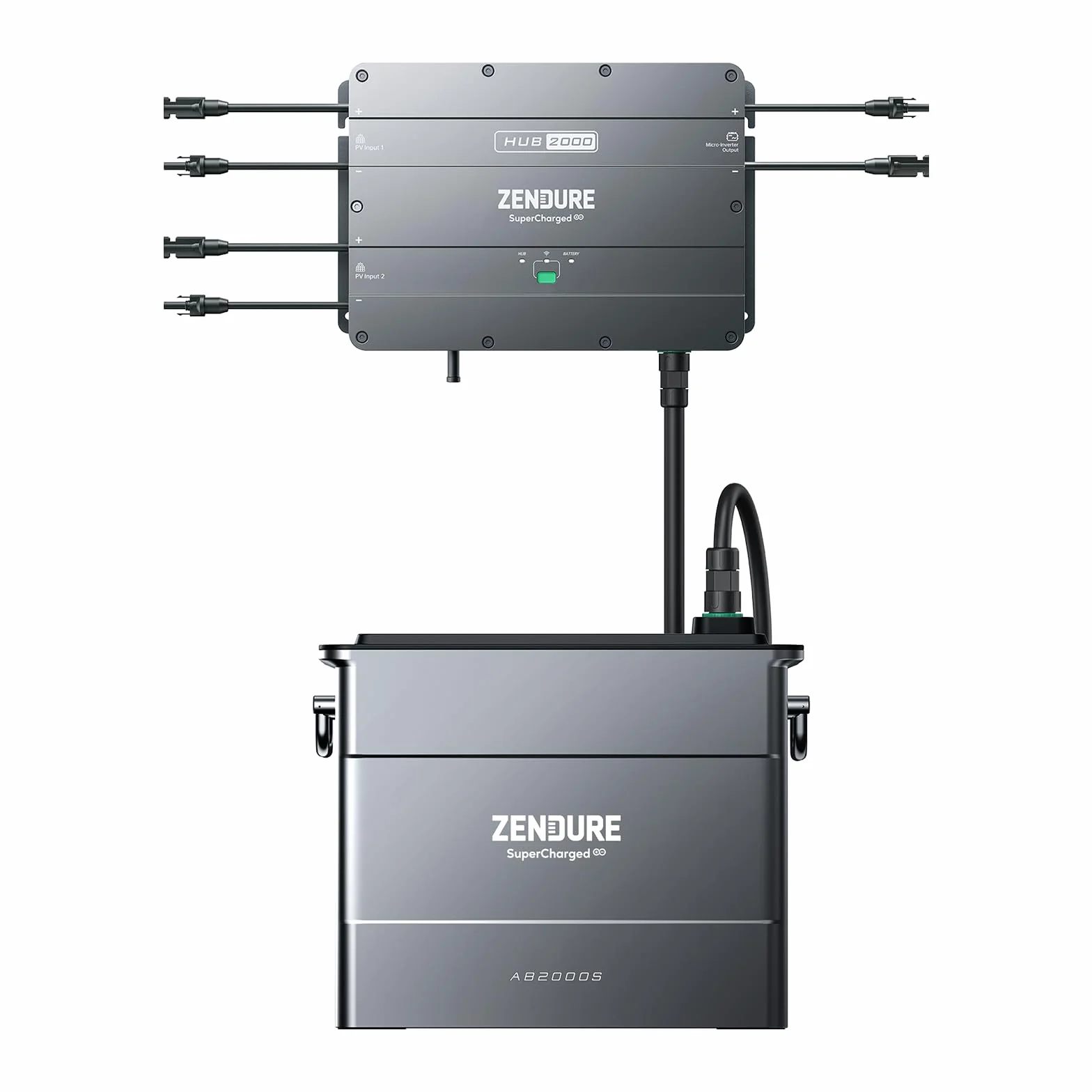 Zendure SolarFlow, Estación eléctrica para balcón, HUB 2000 con entrada solar 1800W, AB2000X con capacidad 1920Wh, capacidad extensible de 7680Wh, salida 1200W, fácil instalación, IP65, 0 dB, APP