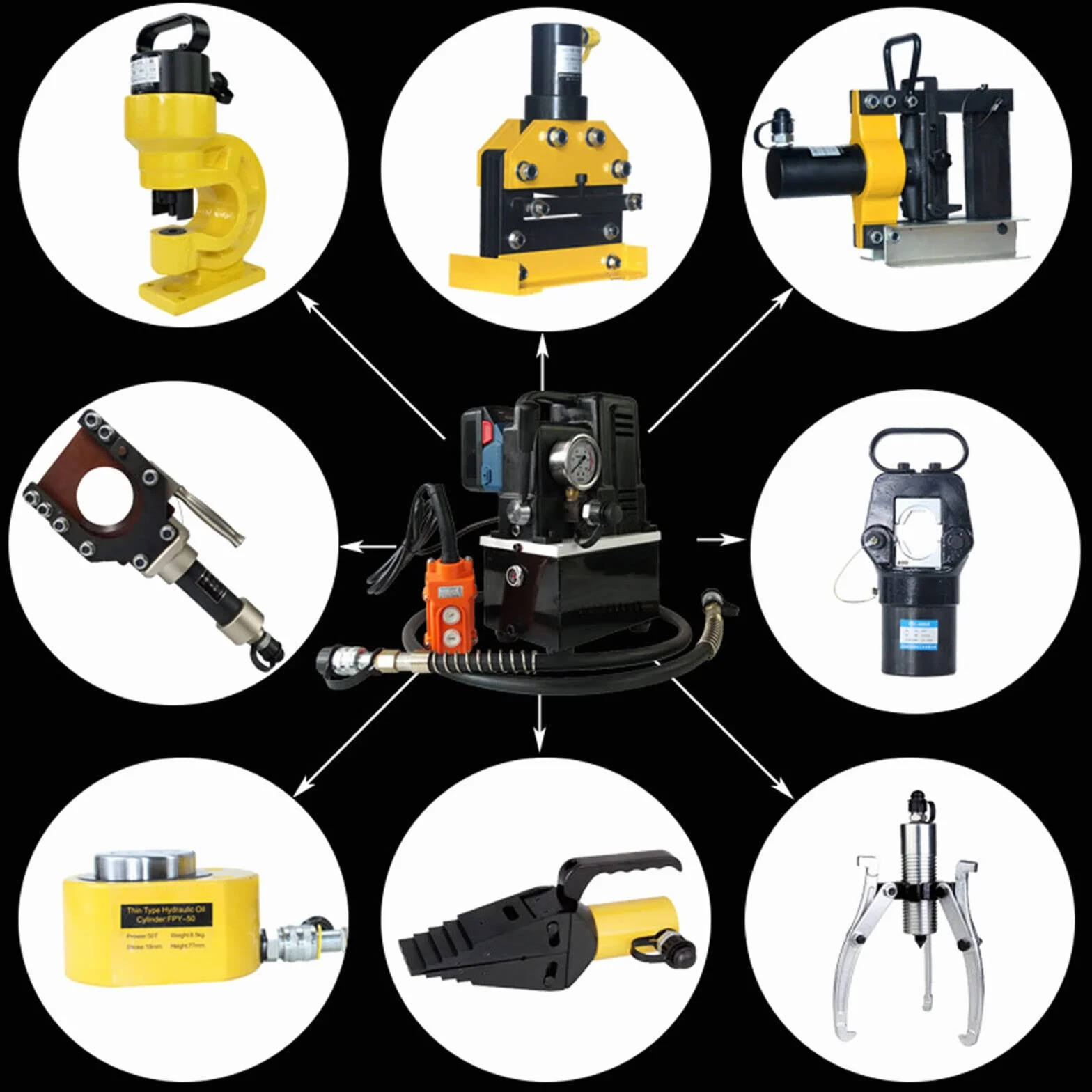Bomba hidráulica eléctrica de 700 bar y 220 V, color negro, bomba compacta de alta presión para aplicaciones versátiles, ligera, potente y fiable para tareas hidráulicas