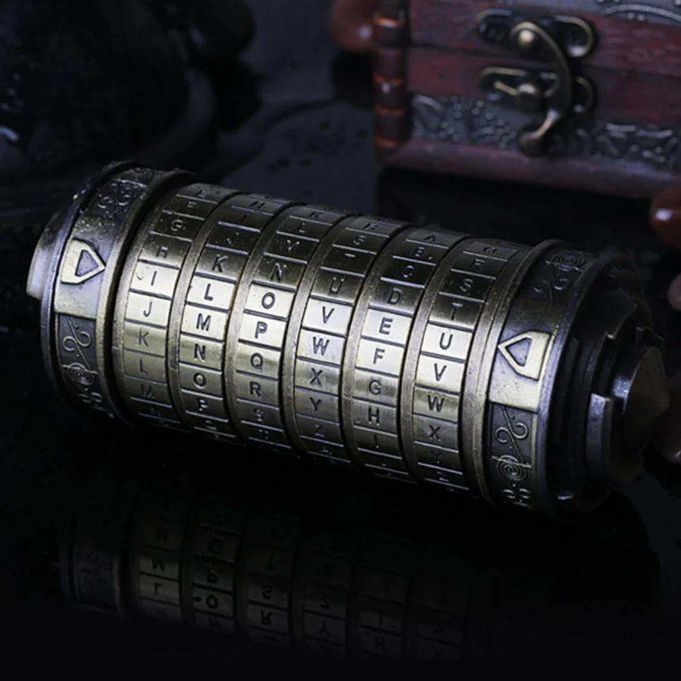 Cryptex Caja de Rompecabezas Da Vinci Código Mini Cerradura con Compartimentos Ocultos
