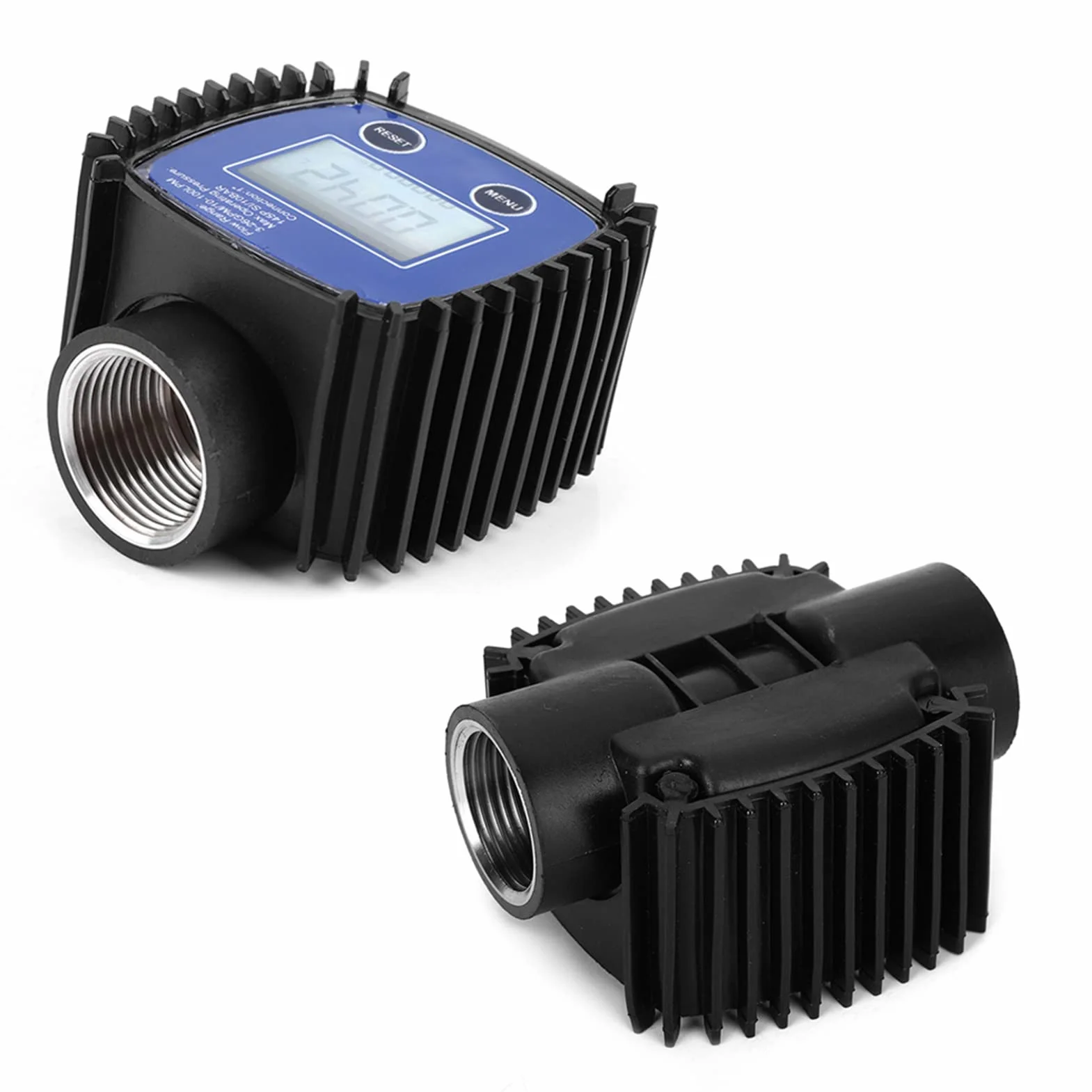 Cuifati Medidor de Flujo Universal con Pantalla LCD, Alta Precisión 1%, Turbina para Diésel, Agua, Aceite