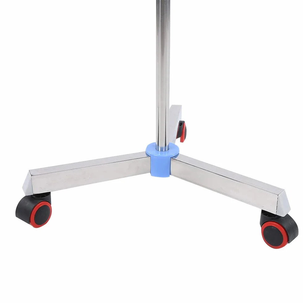 Soporte para suero intravenoso con ruedas, soporte de acero inoxidable Soporte para infusión portátil Soporte para bolsa intravenosa con 4 ganchos para el hospital y el hogar, altura ajustable