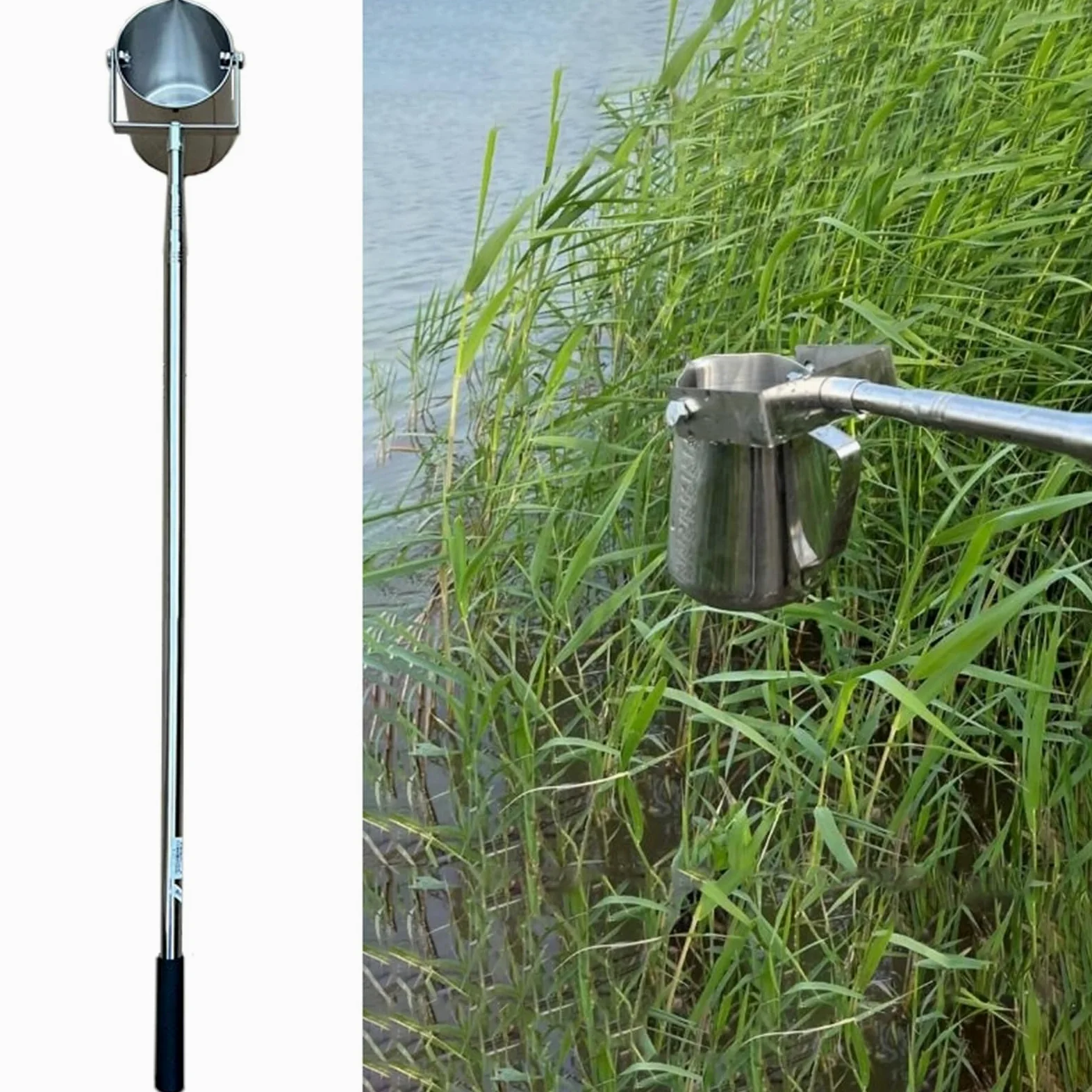 Juego de muestras de agua con poste telescópico, vaso de muestras de péndulo, doble escala, acero inoxidable 304 para estanques, lagos, ríos, pruebas de alcantarillado