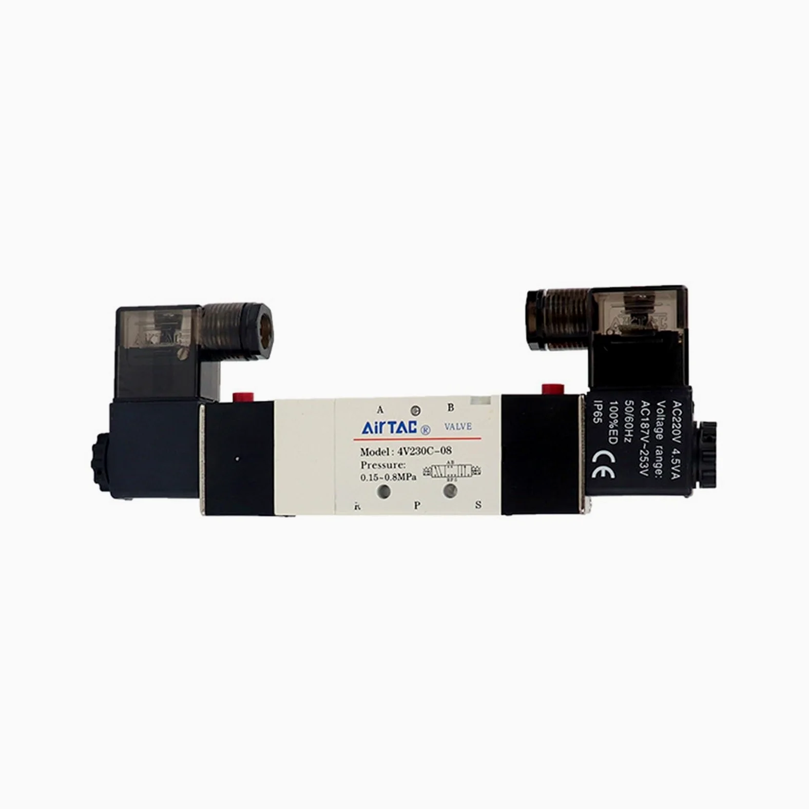 Electroválvula neumática de Doble Bobina, Puerto 1/8 1/4, 24 VCC, 4V230C/4V230E/4V230P-08, válvula de Control de 5/3 vías(220v,4V230C-08)