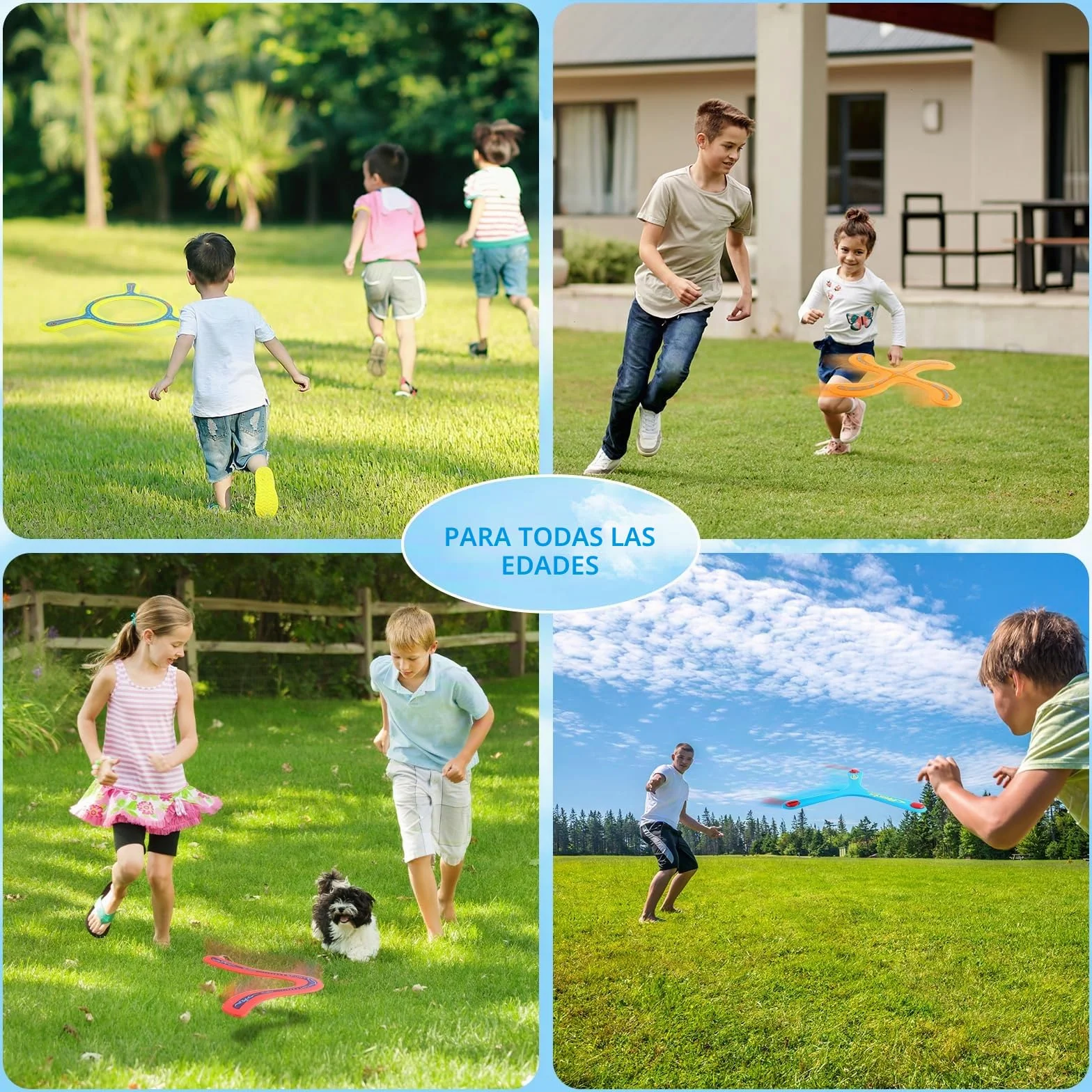 deAO Conjunto Boomerang 5 Piezas Multicolor para Principiantes Actividades Deportivas al Aire Libre