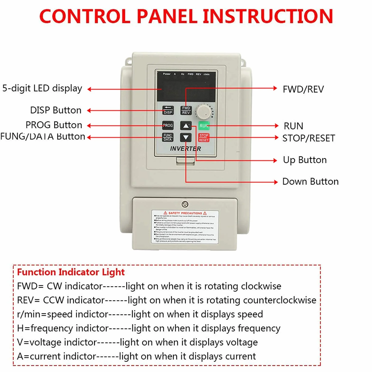 Unidad de frecuencia Variable VFD AT2-0750X Inversor VFD 220V Ca Inversor de Accionamiento de Frecuencia Variable Controlador de Velocidad VFD para Motor Monofásico de 0,75 KW
