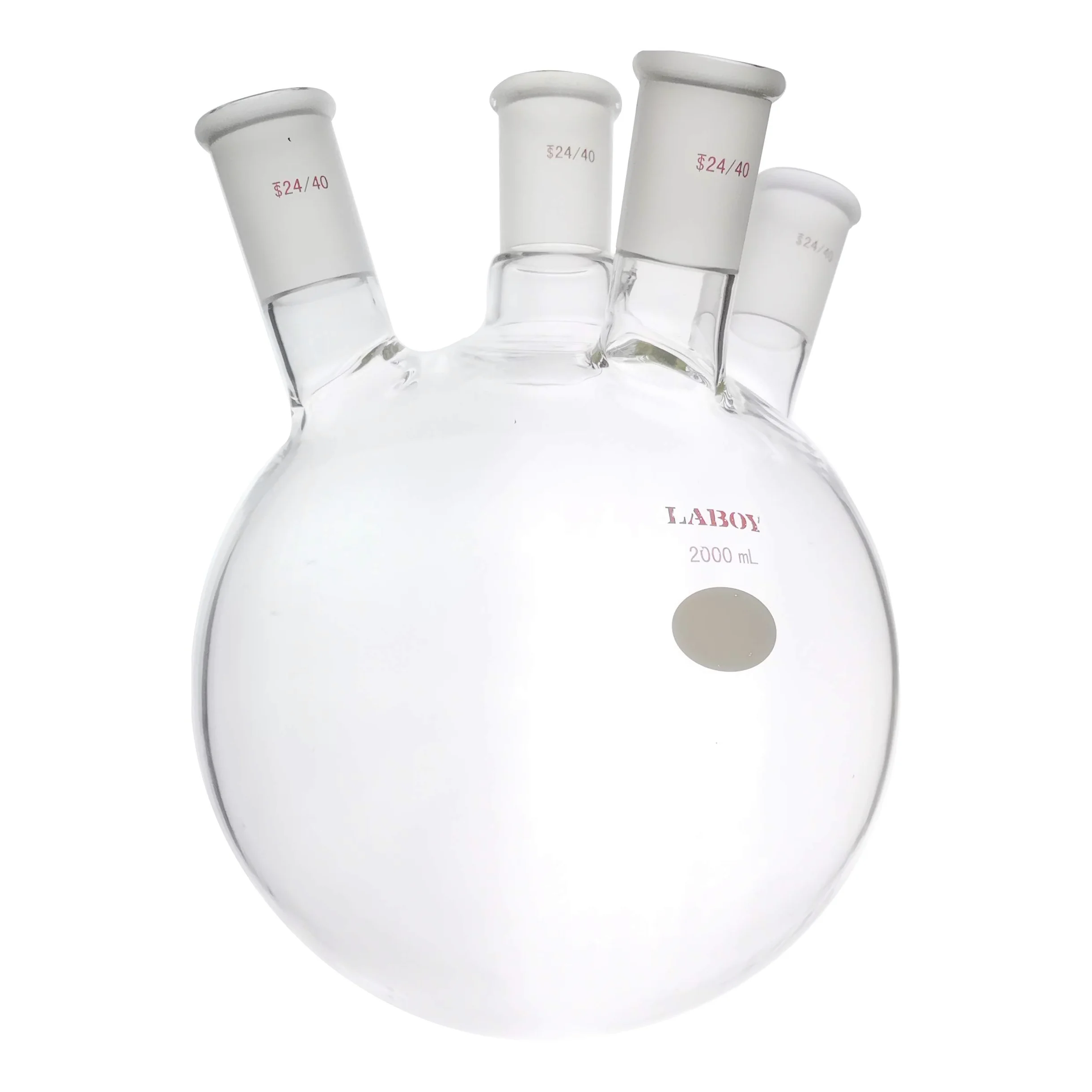 Laboy cristal vertical cuatro cuello matraz de fondo redondo 2000 ml con 24/40 conjunta