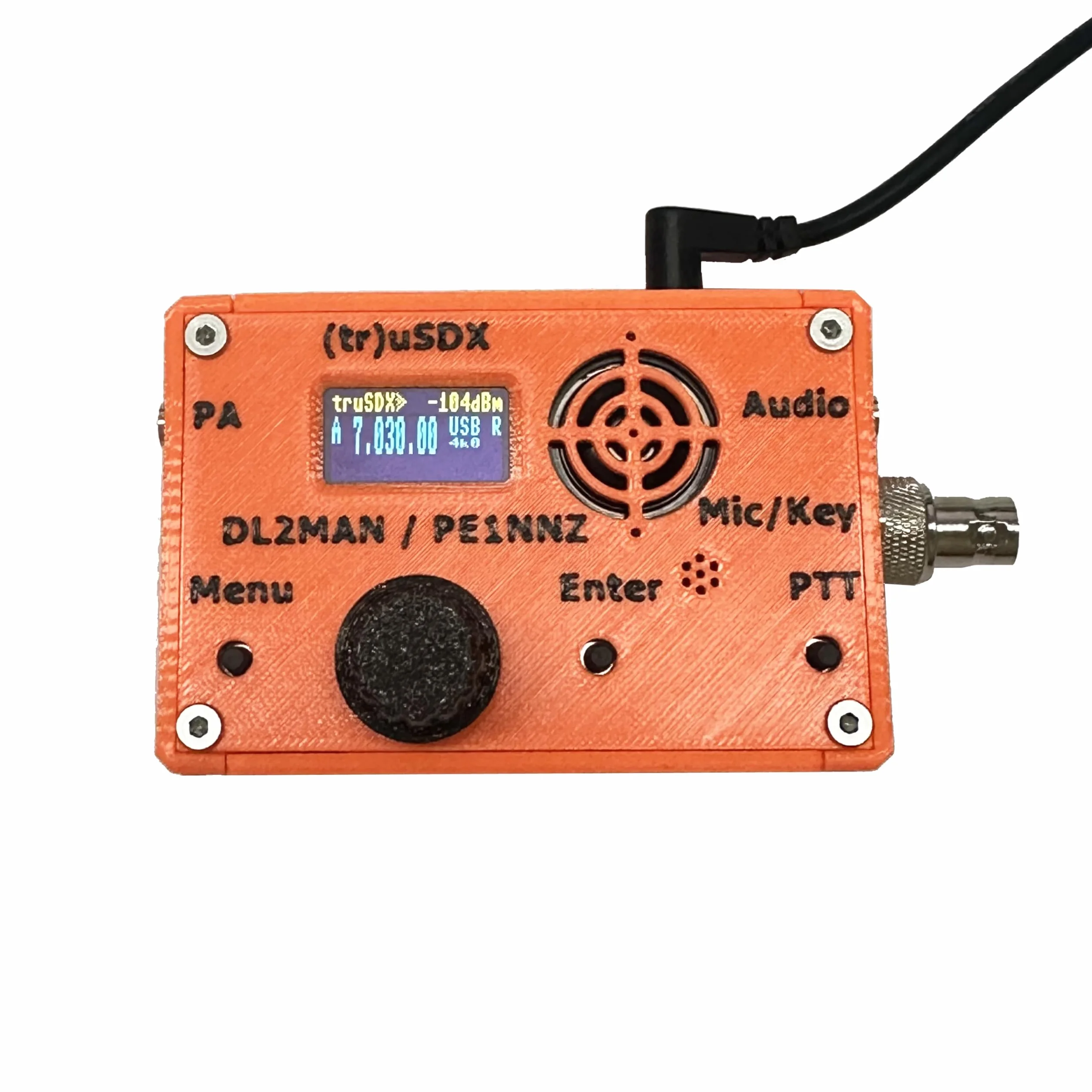 transceptor tr usdx de 5 bandas usdx multimodo QRP montado con funda por PE1NNZ y DL2MAN funda de impresión 3D naranja