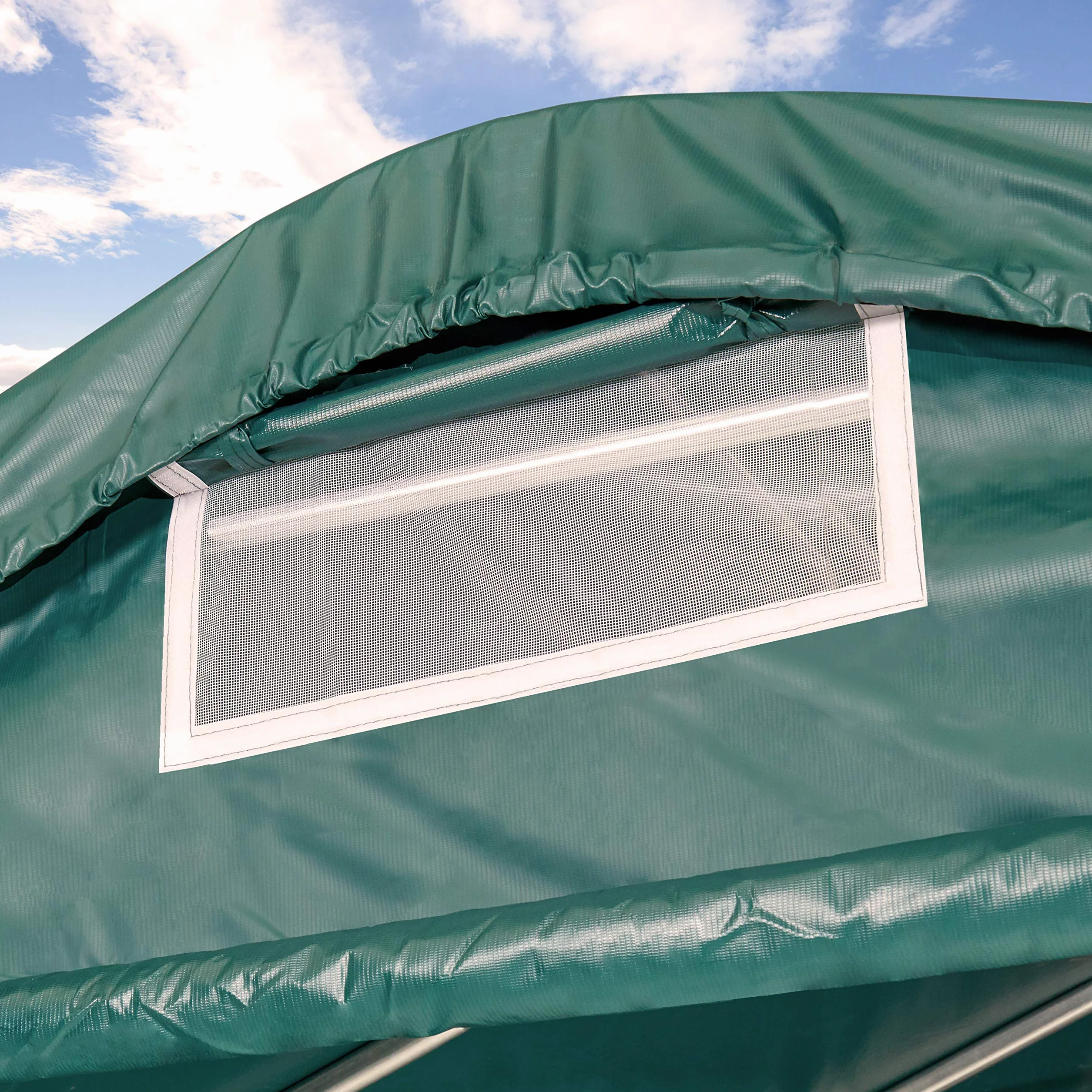 Robusto Refugio de pastizal 3,3x9,6 m Impermeable Lona PVC 800N Tienda de Almacenamiento, para Suelos de hormigón, Verde