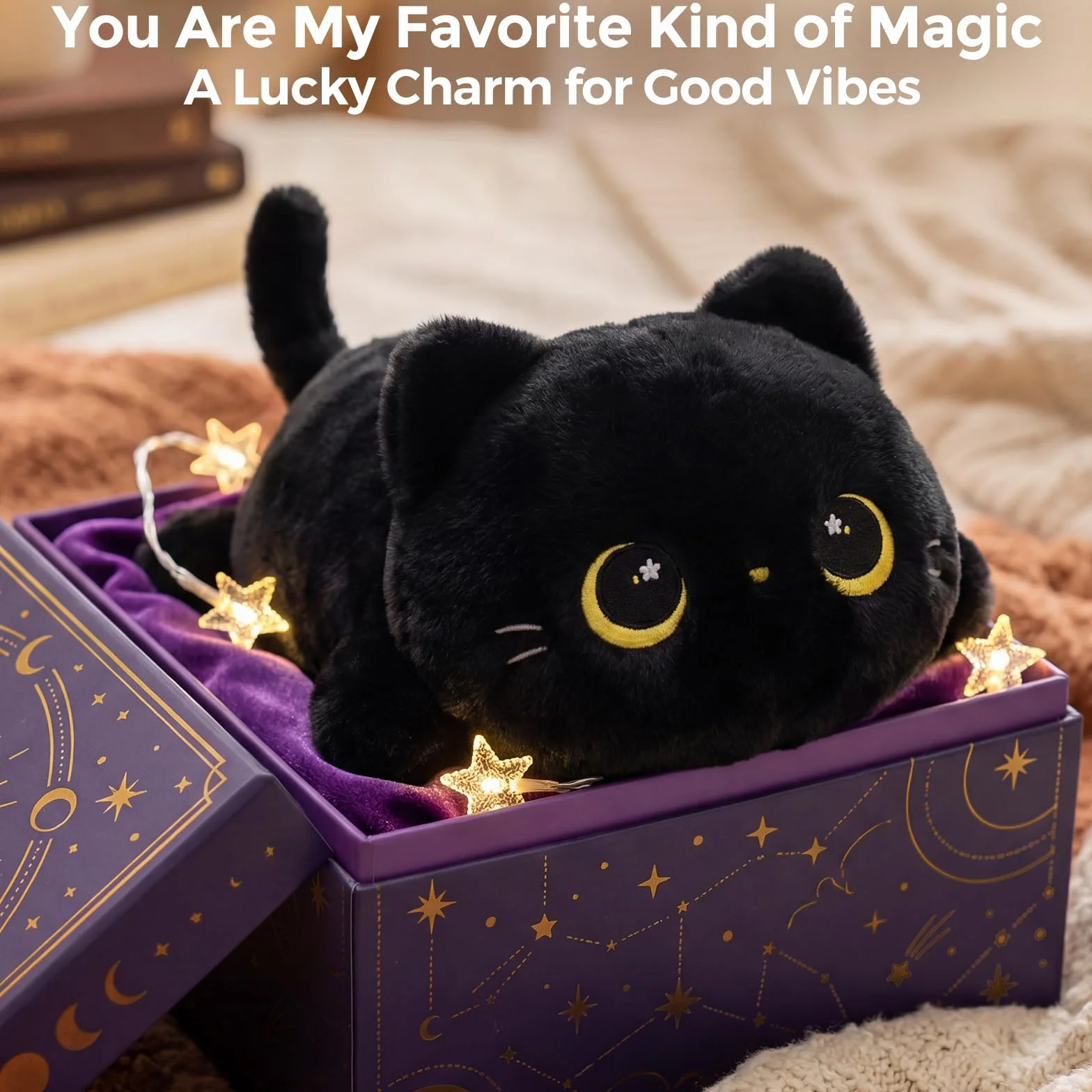 Mewaii Almohadas de Peluche Gato Negro Kawaii Cojines para Niños