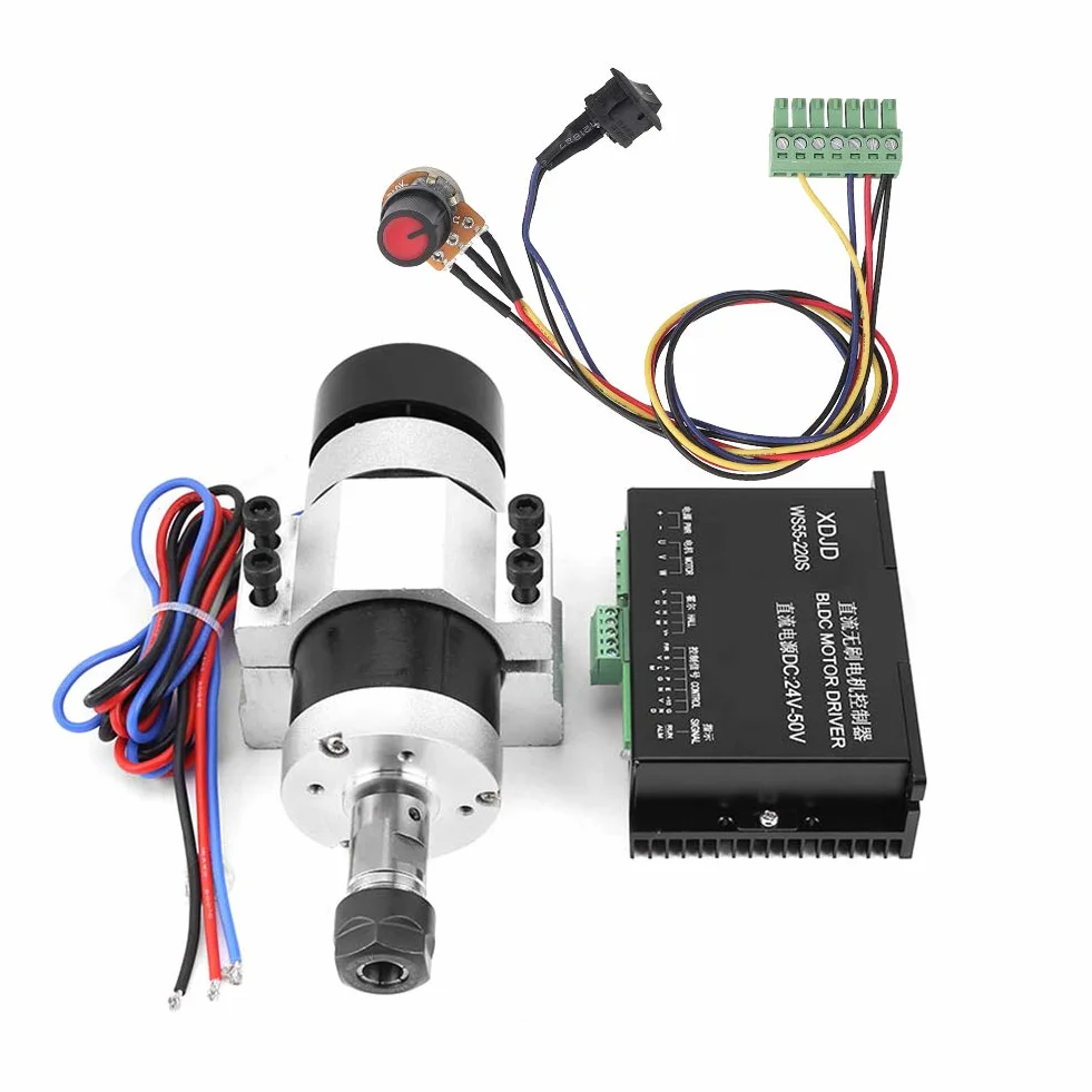 Motor de Husillo Set ER16 500W 12000r/min Refrigeración por Aire de Alta Velocidad Sin Escobillas con Motor de Motor Potenciómetro Interruptor de Sujeción