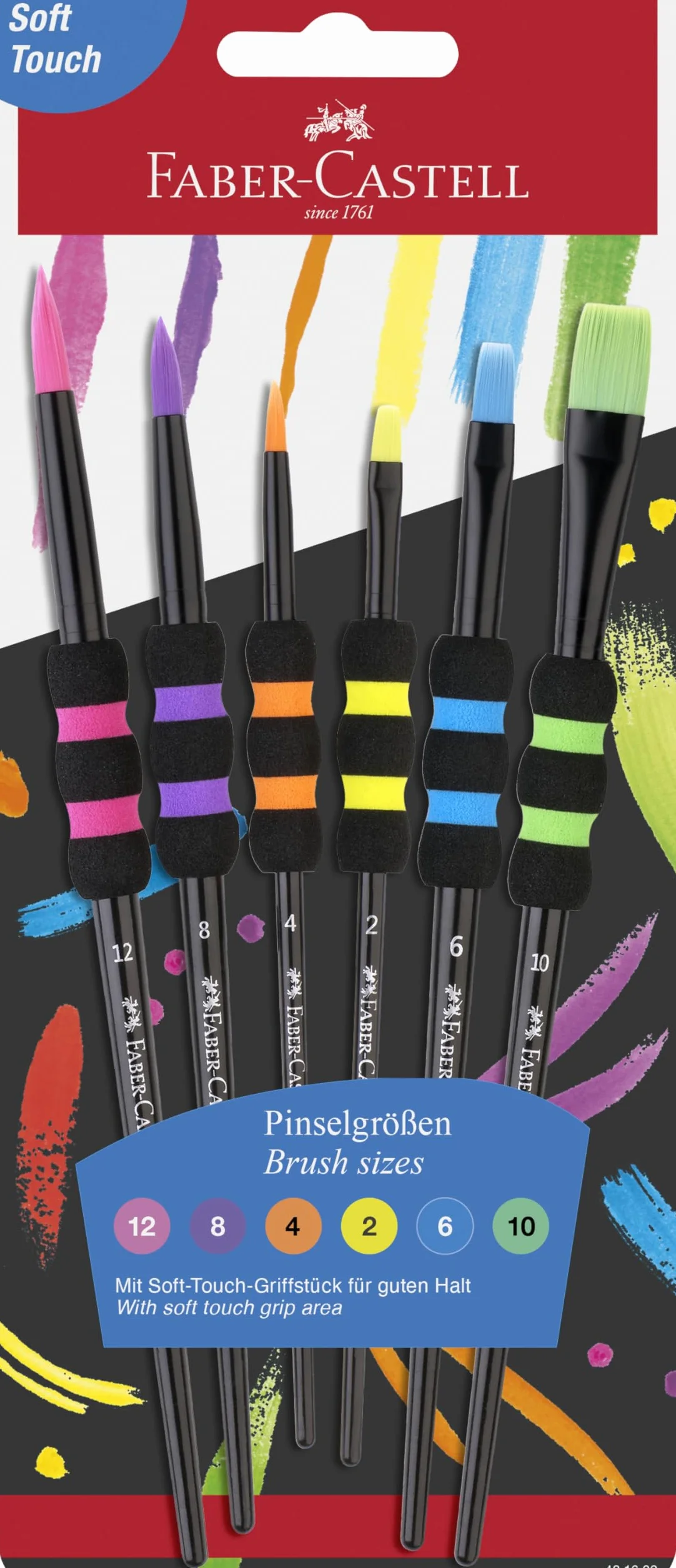 Faber-Castell Set de Pinceles Colegio 6 Unidades Tamaños 2-12 Mango Soft-Touch