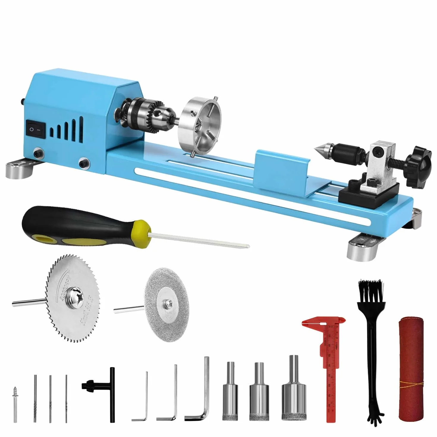 Mini torno de madera, máquina de torno multiusos, torno de fresado, corte, pulido, mesa profesional, kit de herramientas de torno superior