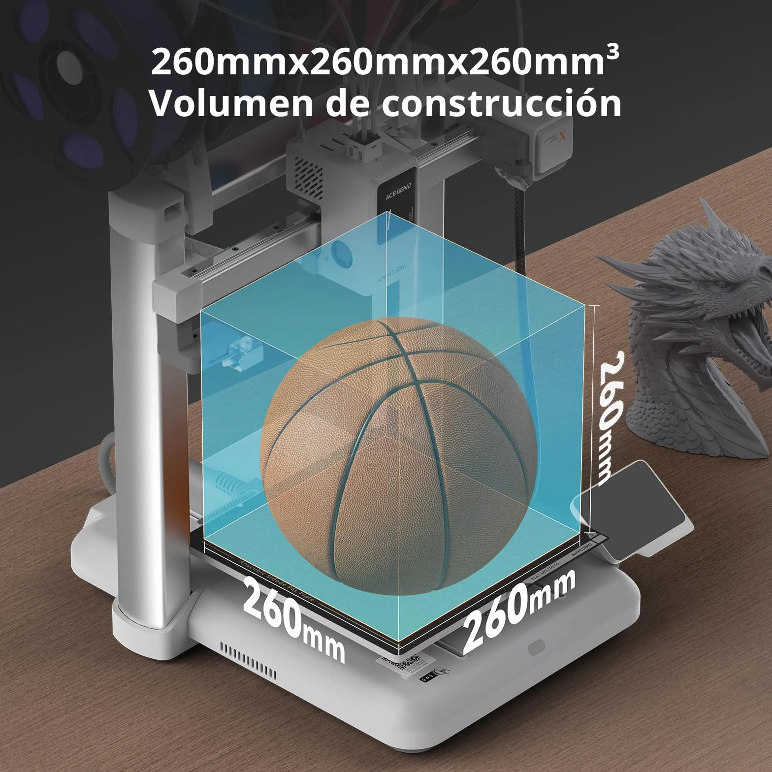 Anycubic Kobra X Impresora 3D, Impresión a 600 mm/s, Fuerza de Extrusión Adaptativa para Imprimir con Filamentos Blandos y Duros, Impresión Inteligente a Distancia, Impresión en 4 Colores